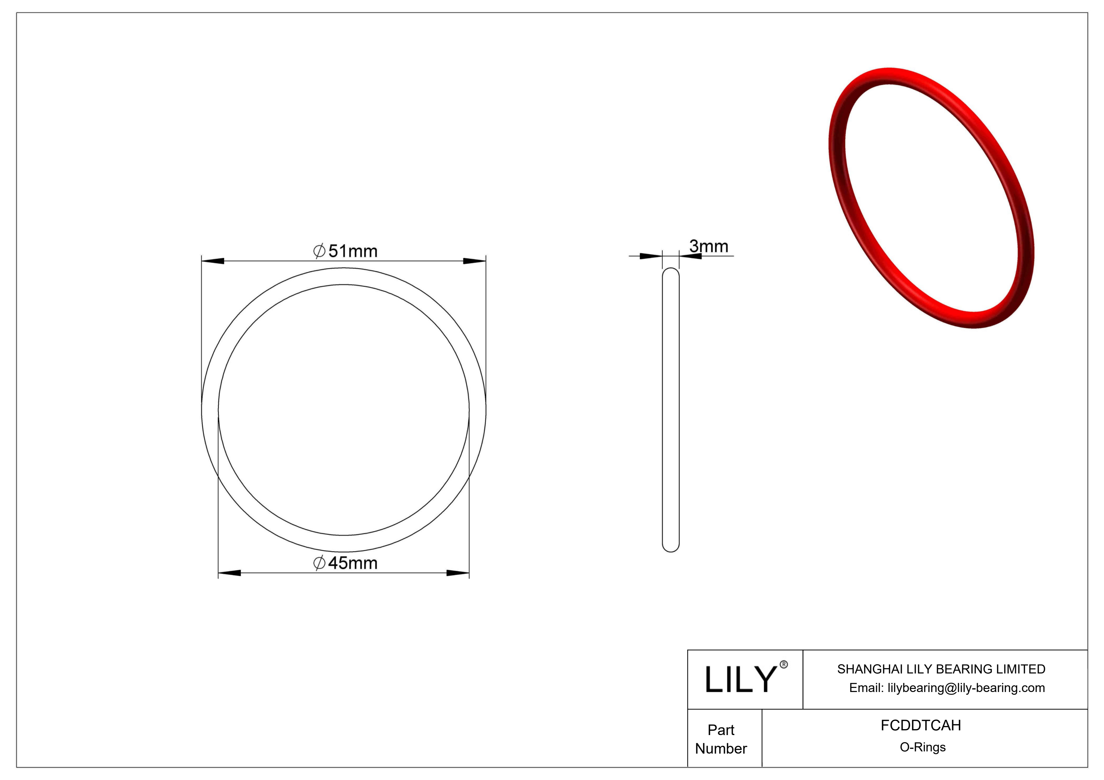 FCDDTCAH High Temperature O-Rings Round cad drawing