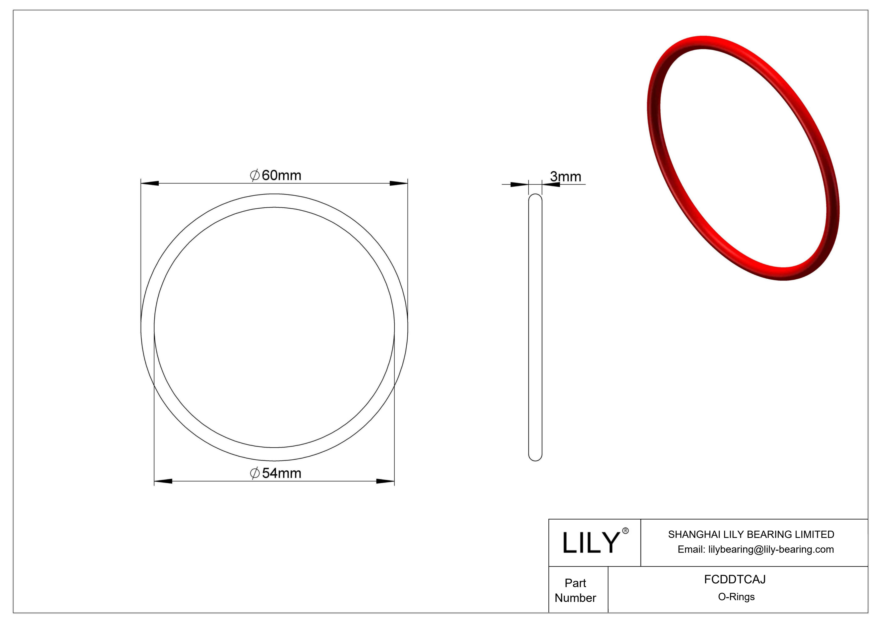 FCDDTCAJ High Temperature O-Rings Round cad drawing