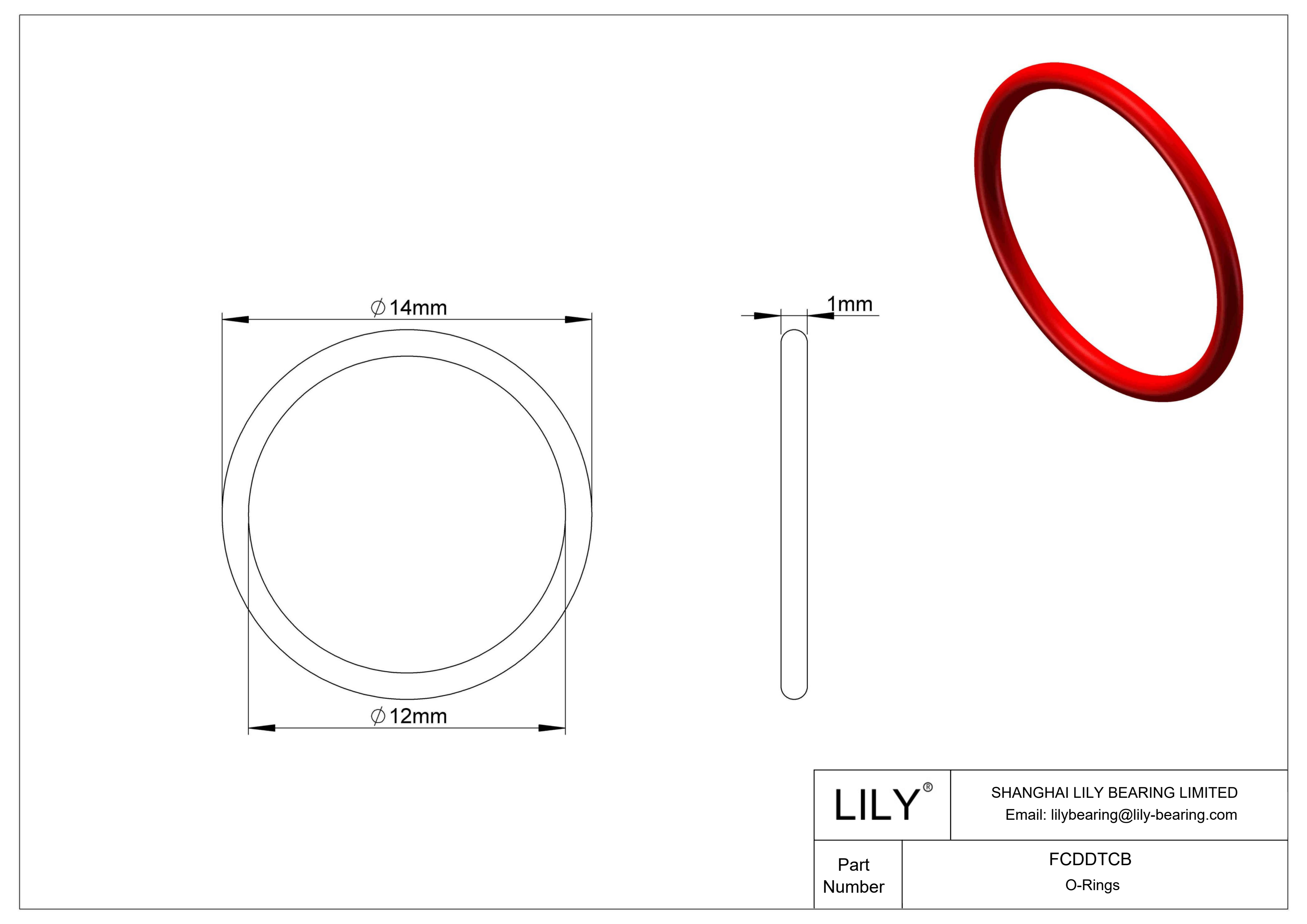 FCDDTCB High Temperature O-Rings Round cad drawing