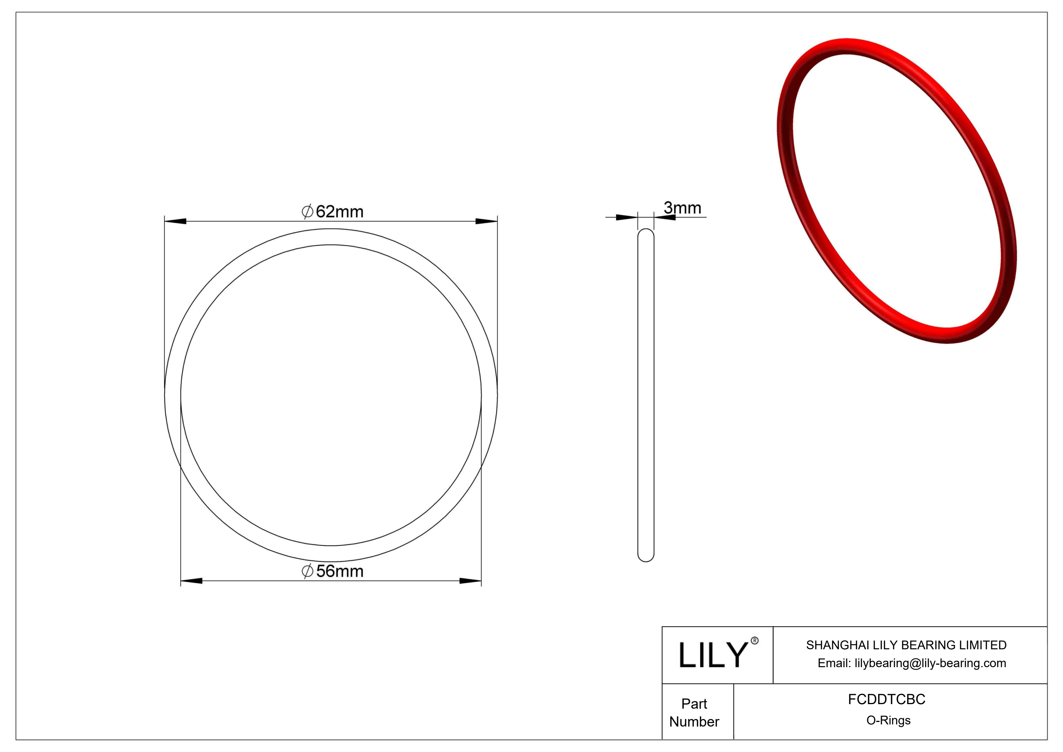 FCDDTCBC High Temperature O-Rings Round cad drawing