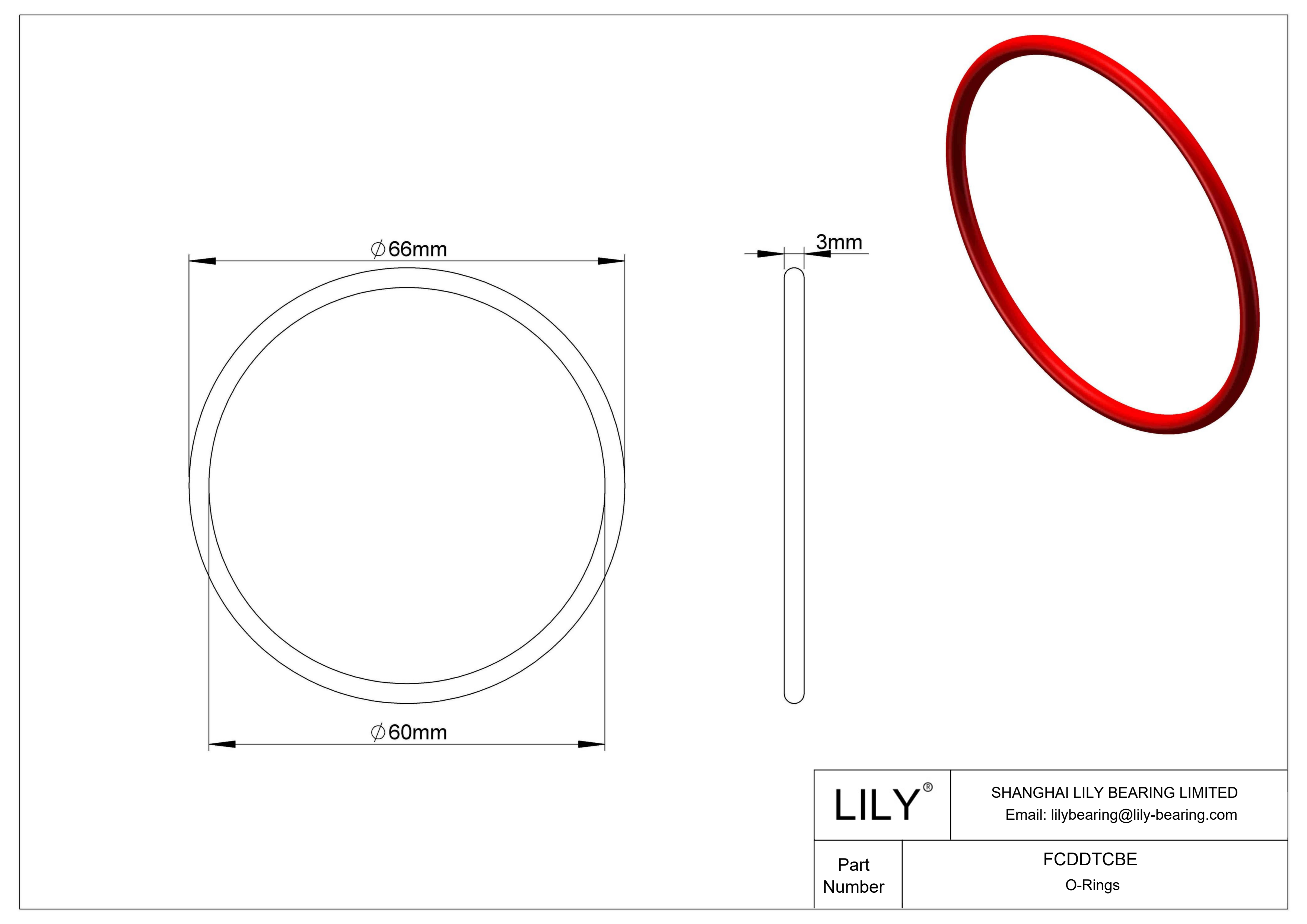 FCDDTCBE High Temperature O-Rings Round cad drawing