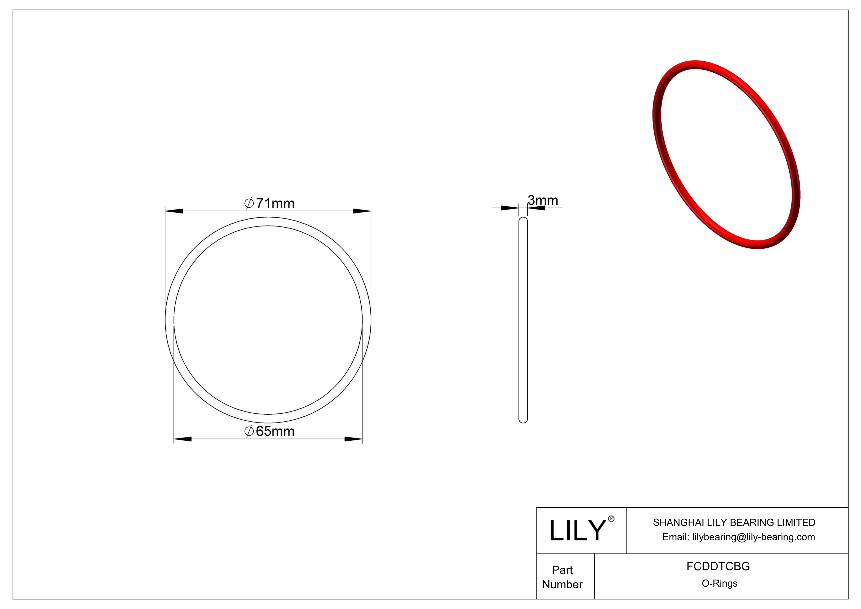 FCDDTCBG High Temperature O-Rings Round cad drawing