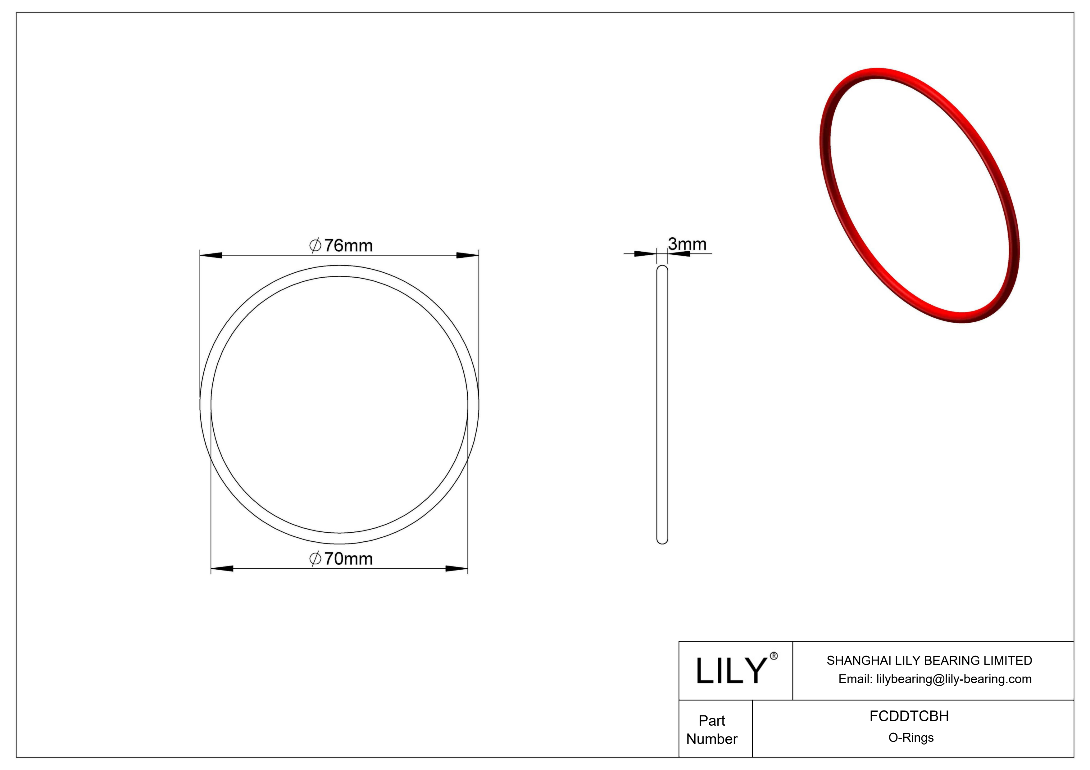 FCDDTCBH High Temperature O-Rings Round cad drawing