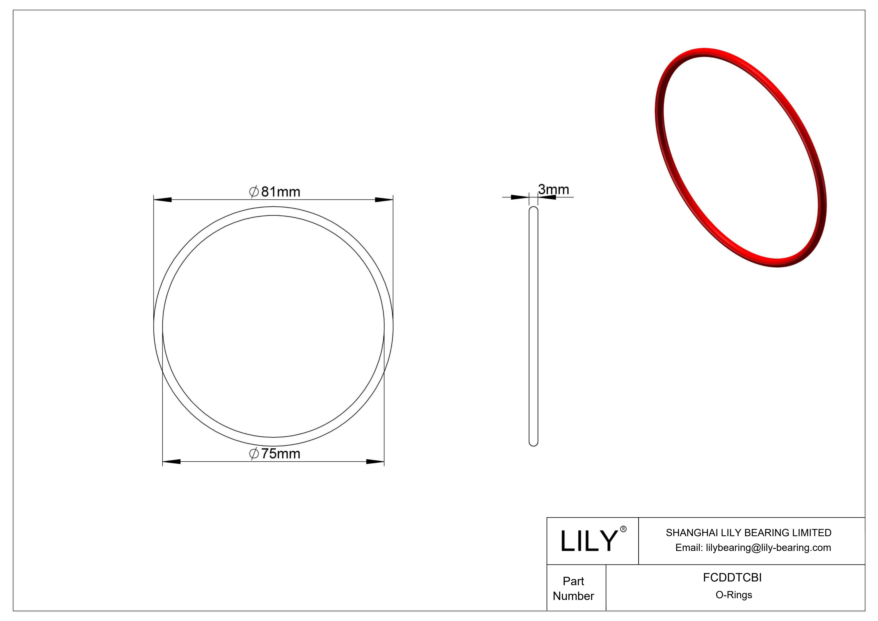 FCDDTCBI High Temperature O-Rings Round cad drawing