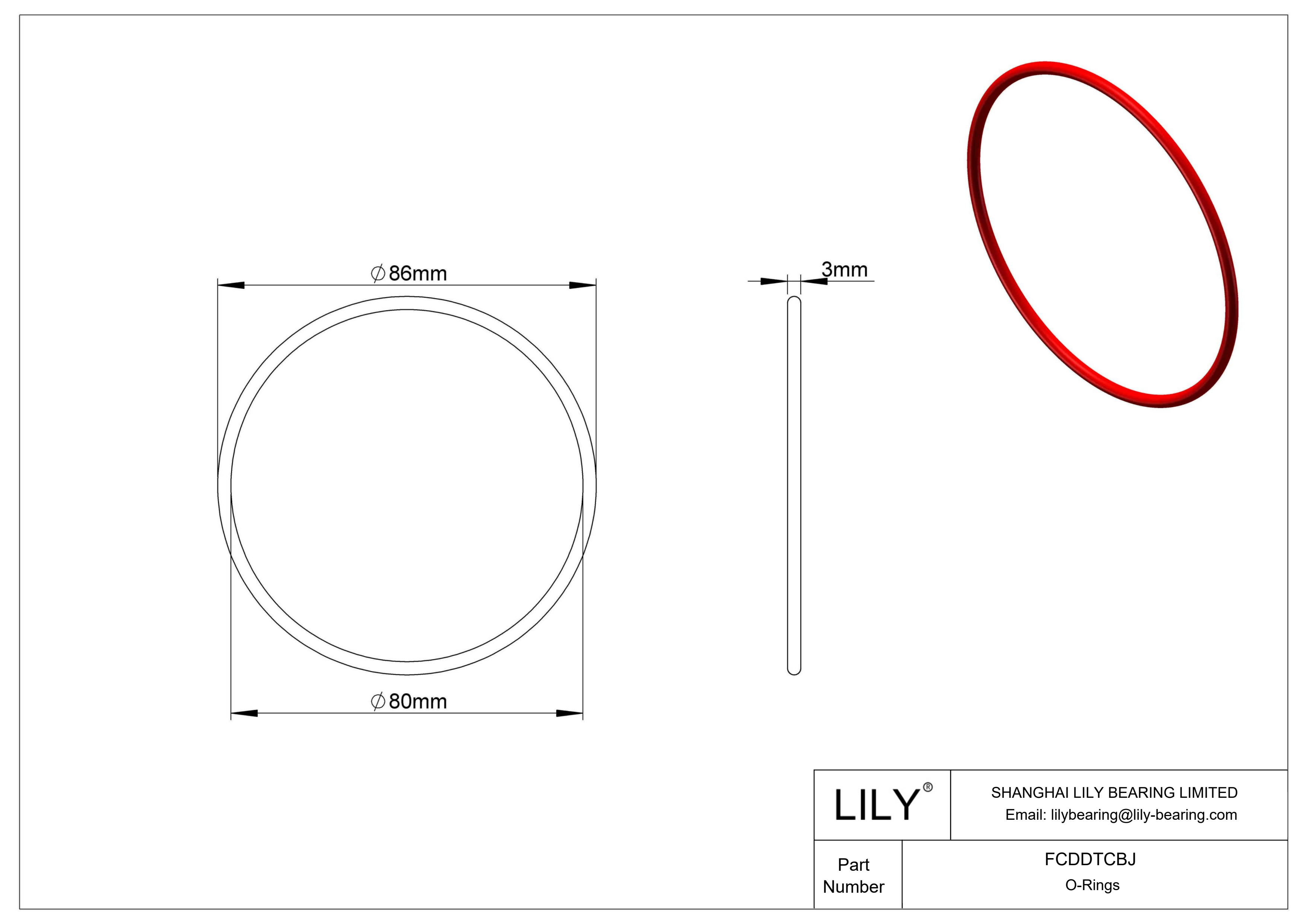 FCDDTCBJ High Temperature O-Rings Round cad drawing