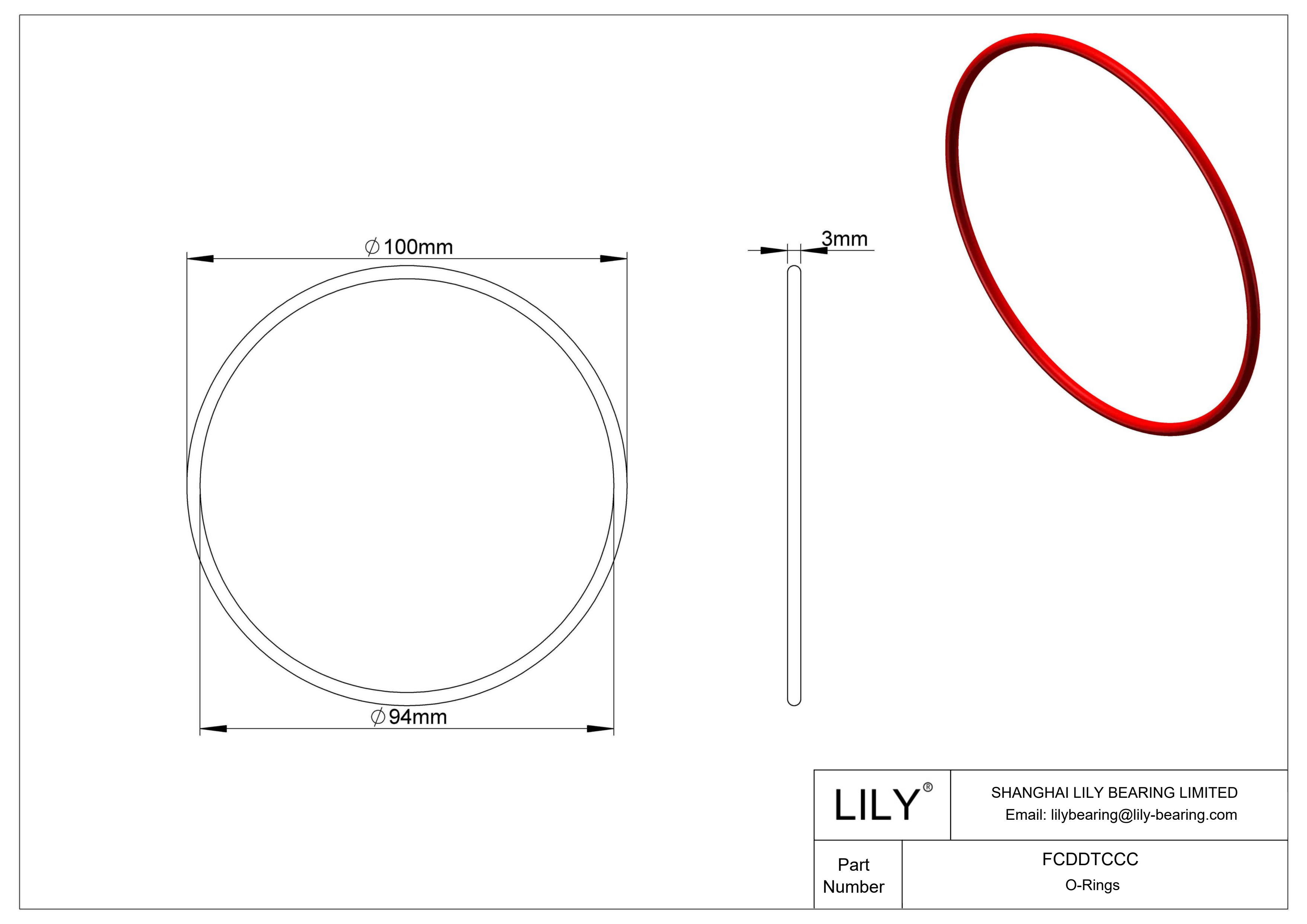 FCDDTCCC High Temperature O-Rings Round cad drawing