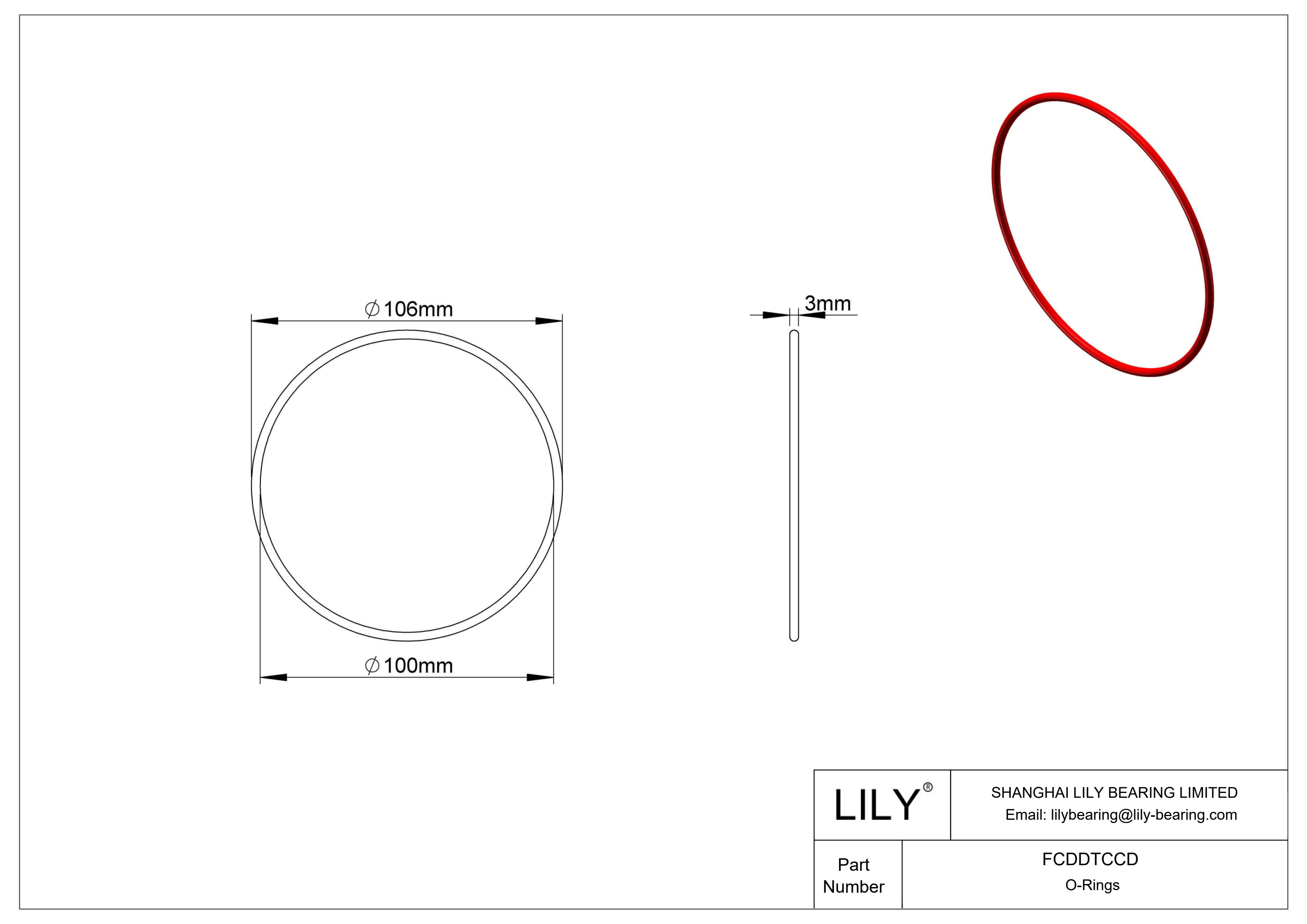 FCDDTCCD High Temperature O-Rings Round cad drawing