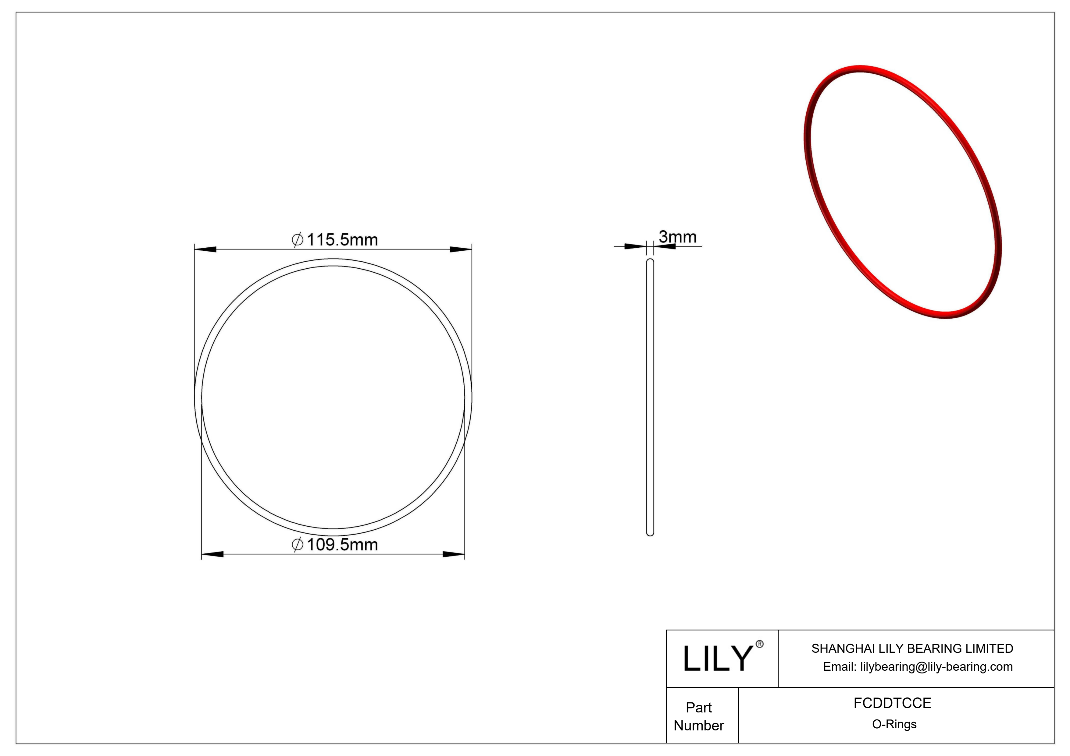 FCDDTCCE High Temperature O-Rings Round cad drawing