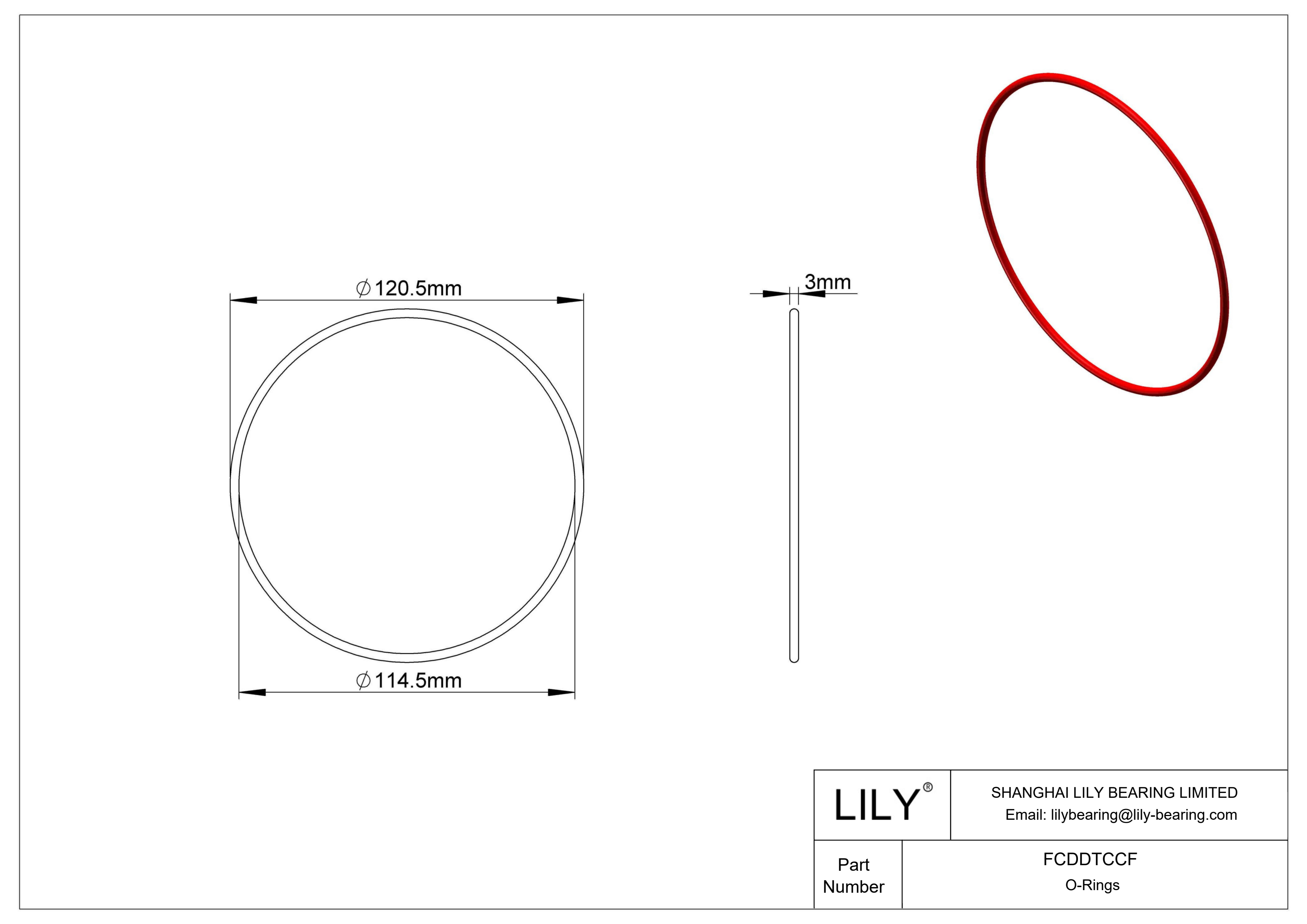 FCDDTCCF High Temperature O-Rings Round cad drawing