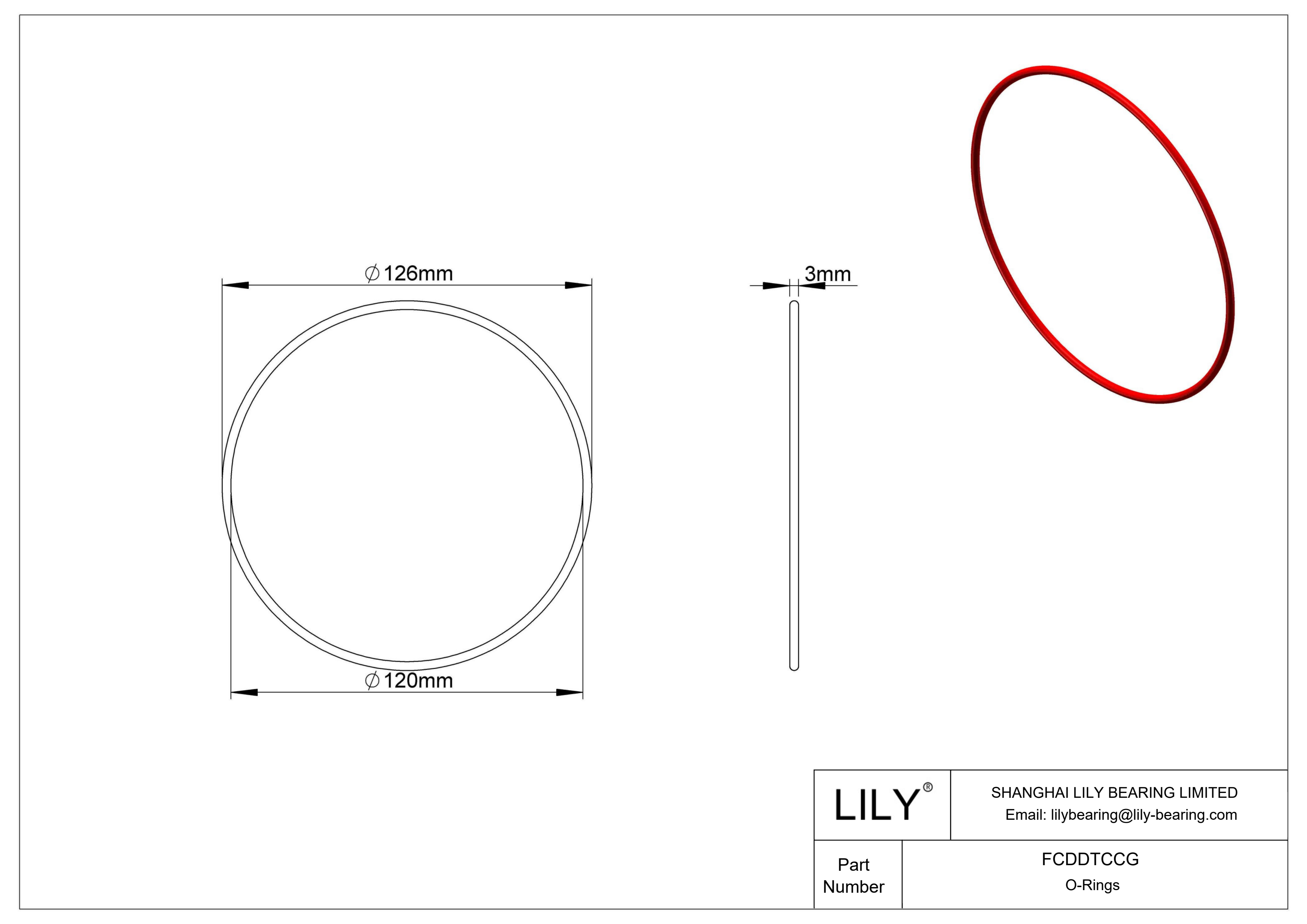 FCDDTCCG High Temperature O-Rings Round cad drawing