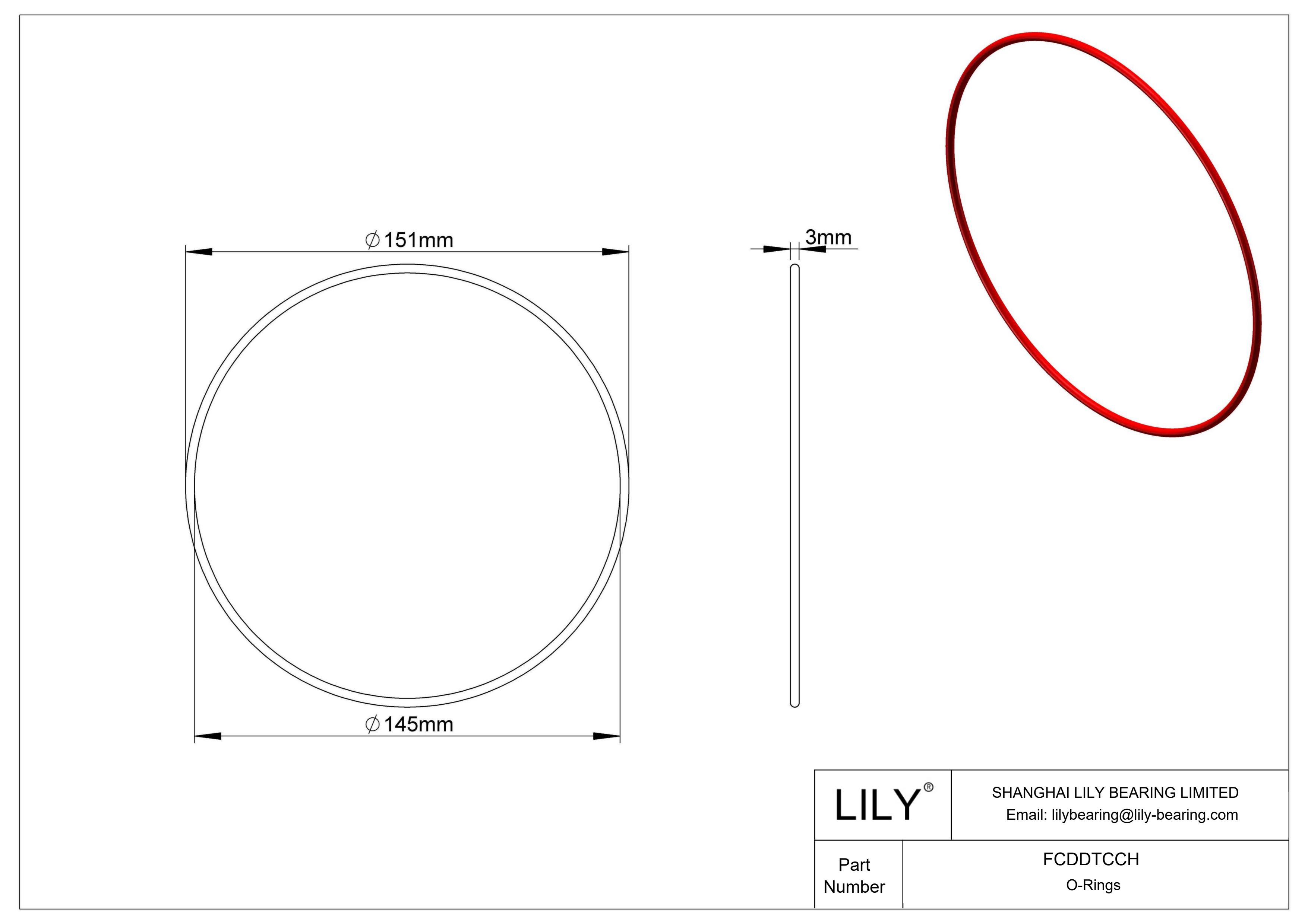 FCDDTCCH High Temperature O-Rings Round cad drawing