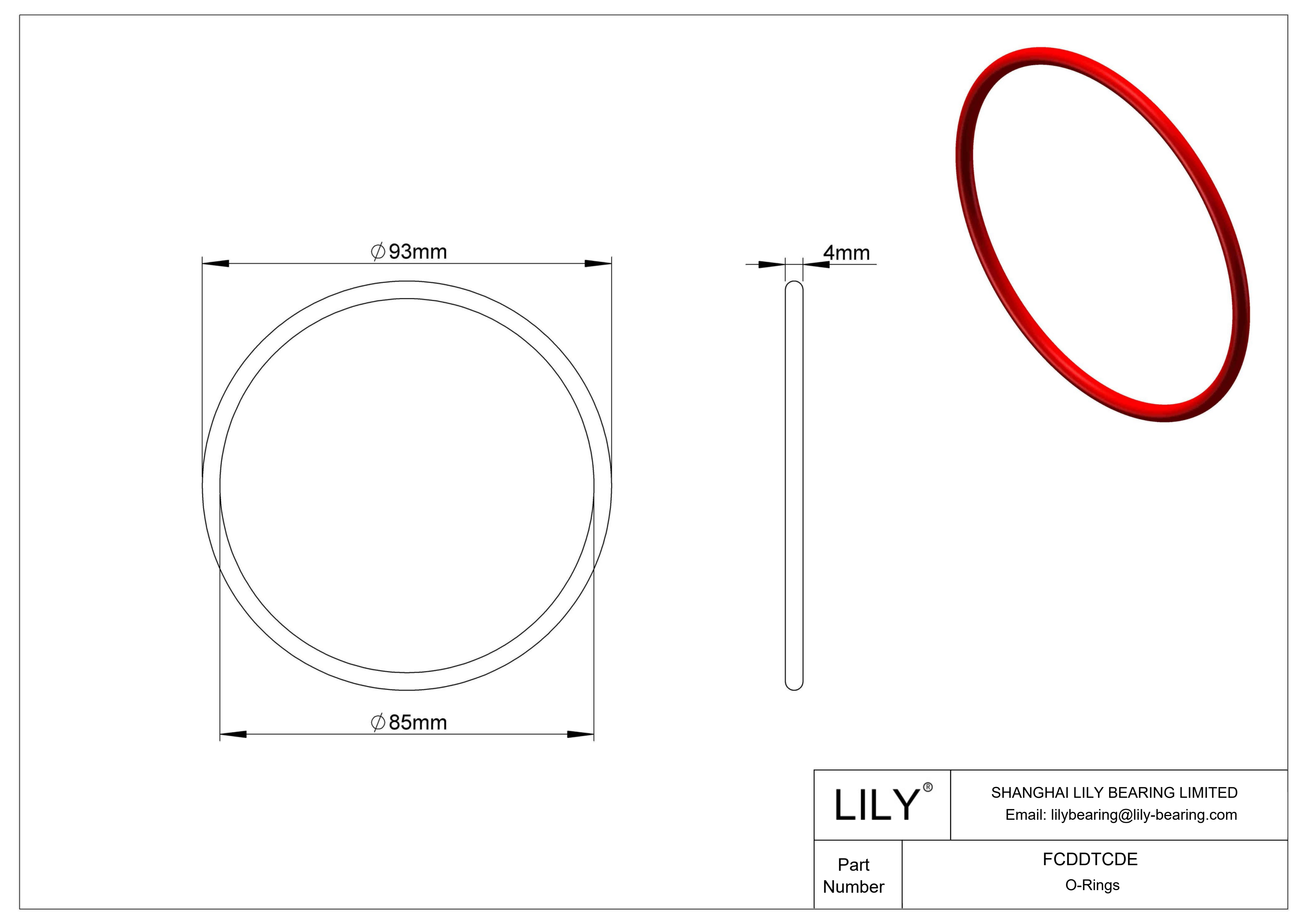 FCDDTCDE High Temperature O-Rings Round cad drawing