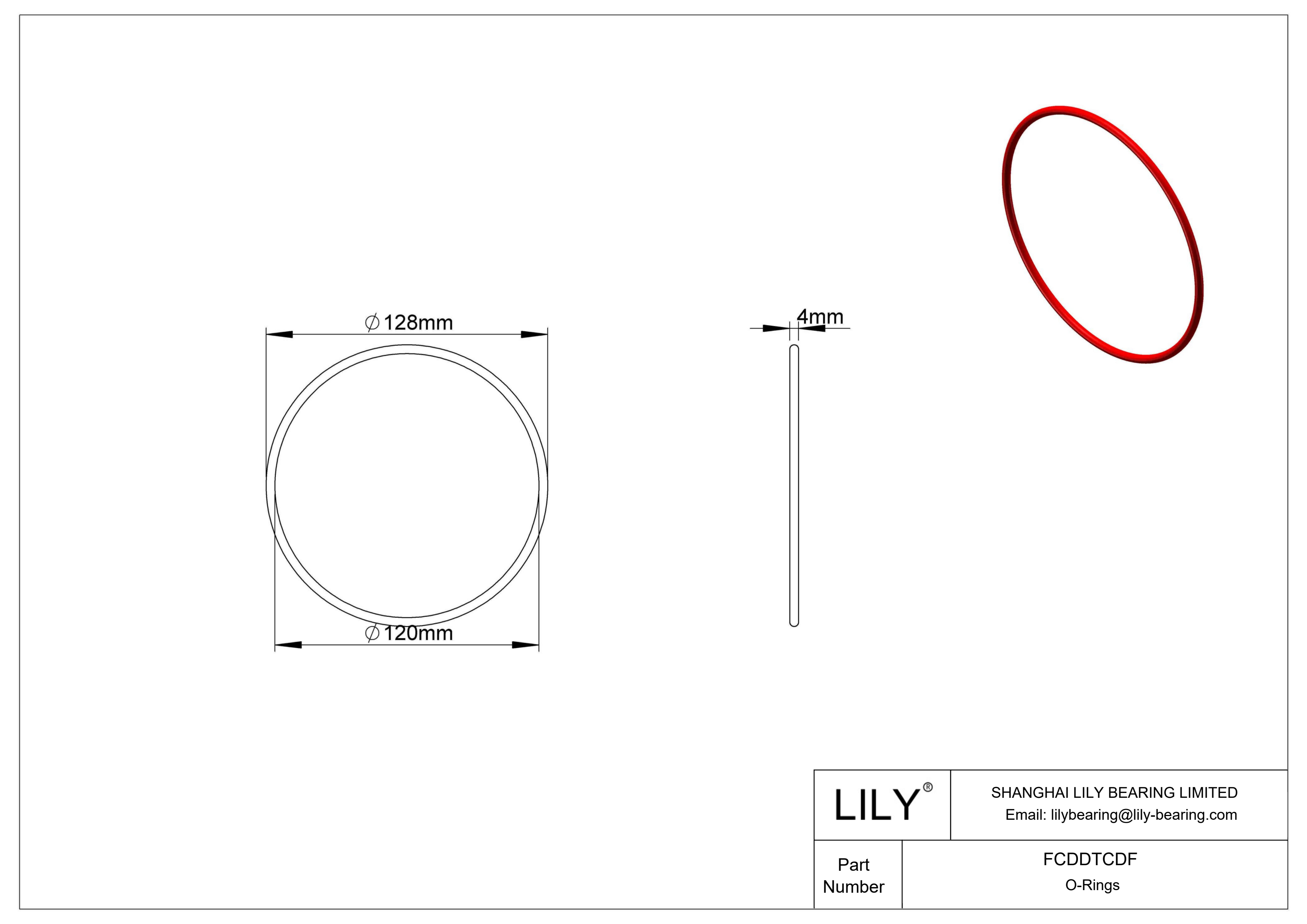 FCDDTCDF High Temperature O-Rings Round cad drawing