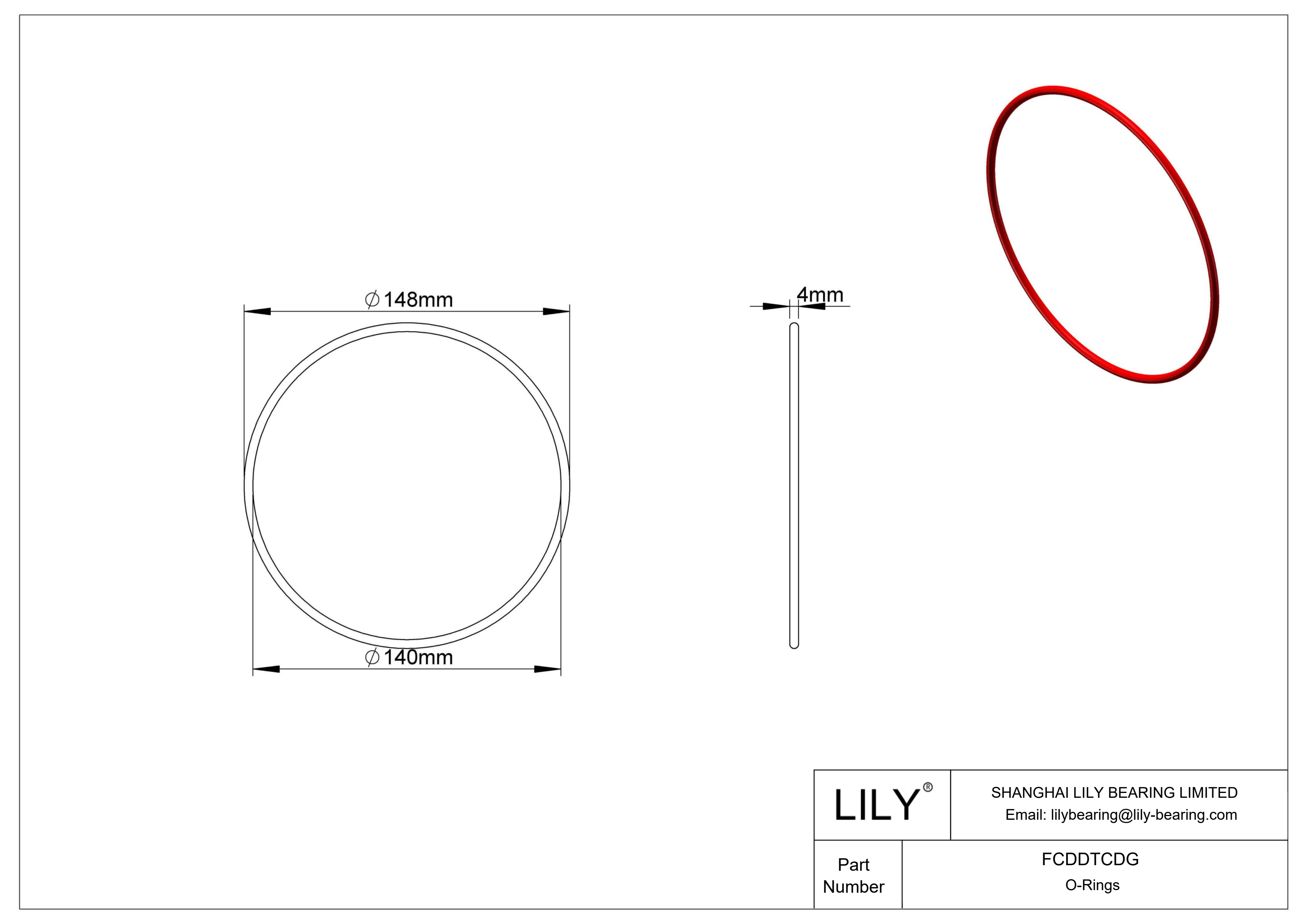 FCDDTCDG High Temperature O-Rings Round cad drawing