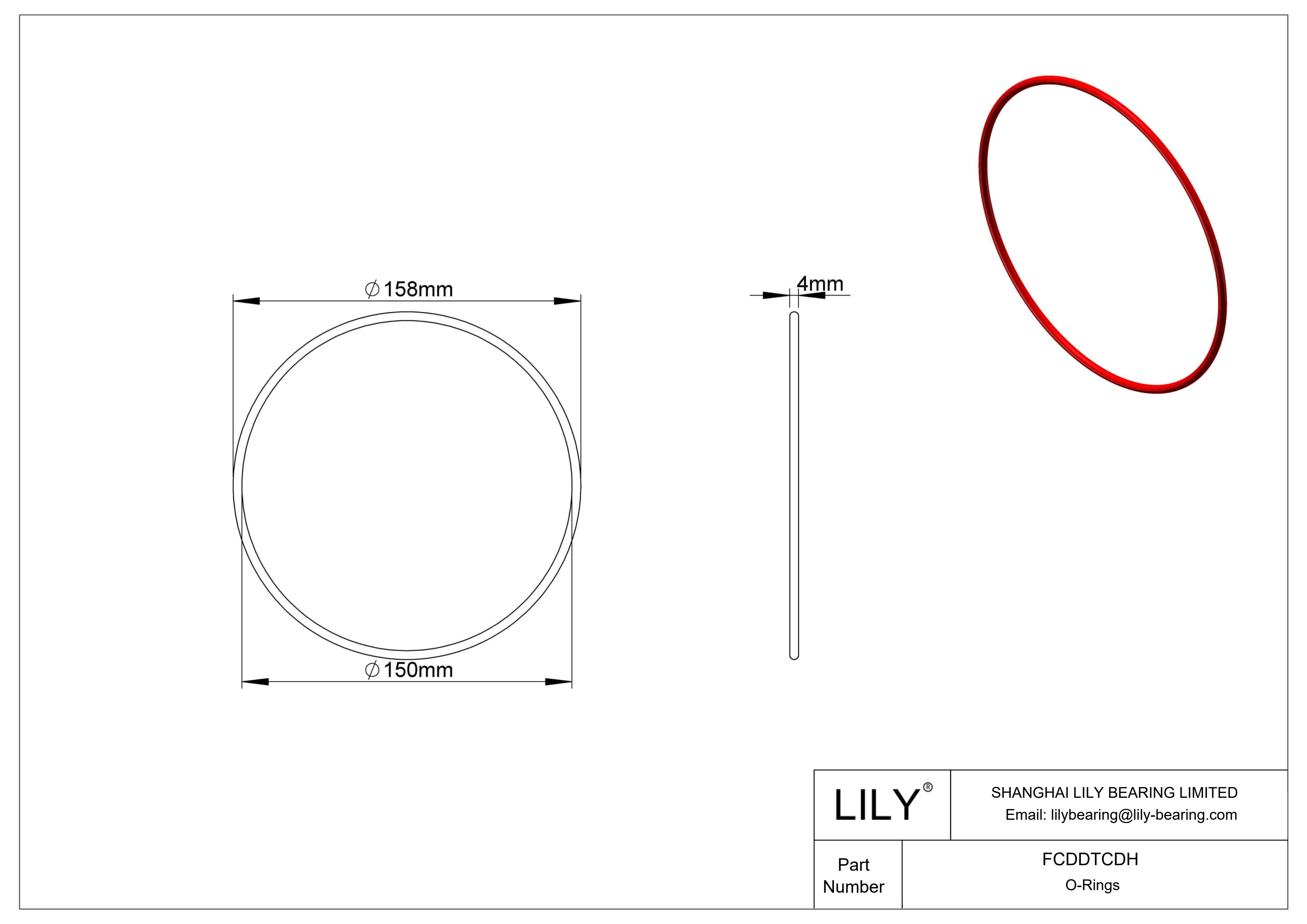 FCDDTCDH High Temperature O-Rings Round cad drawing