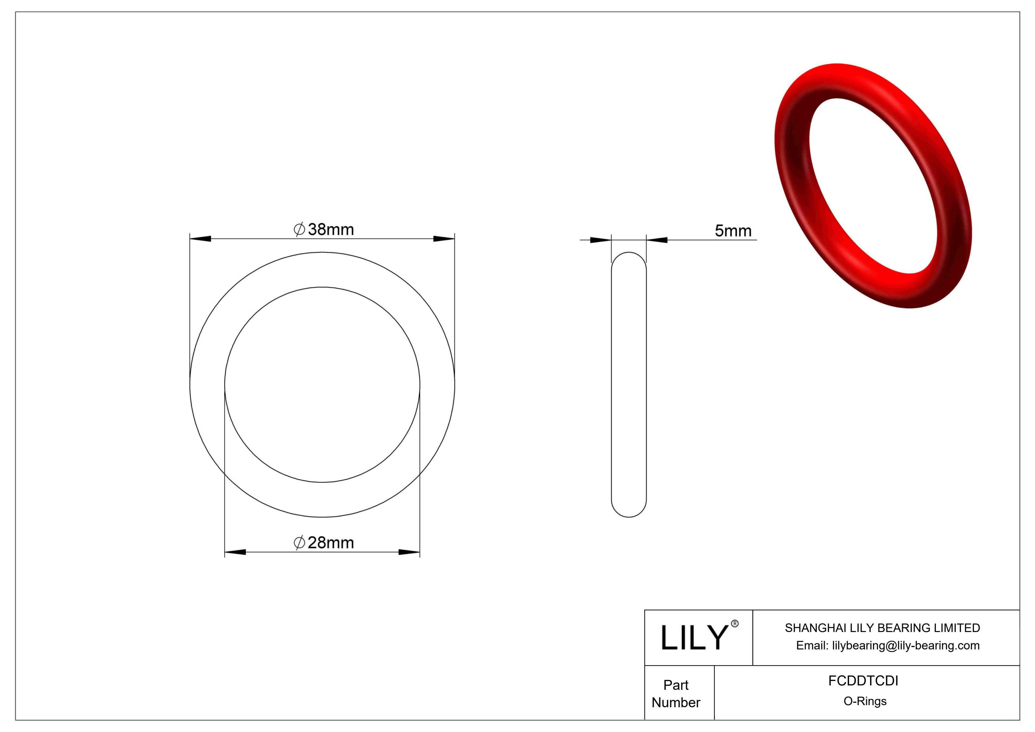 FCDDTCDI High Temperature O-Rings Round cad drawing