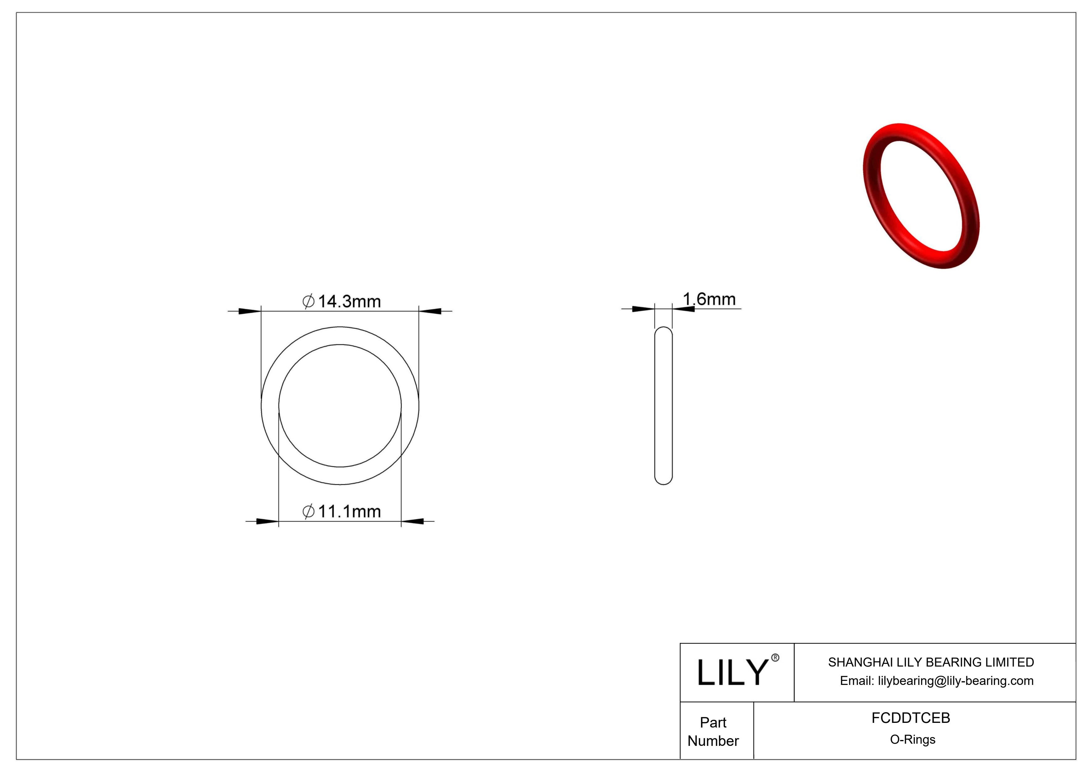 FCDDTCEB High Temperature O-Rings Round cad drawing