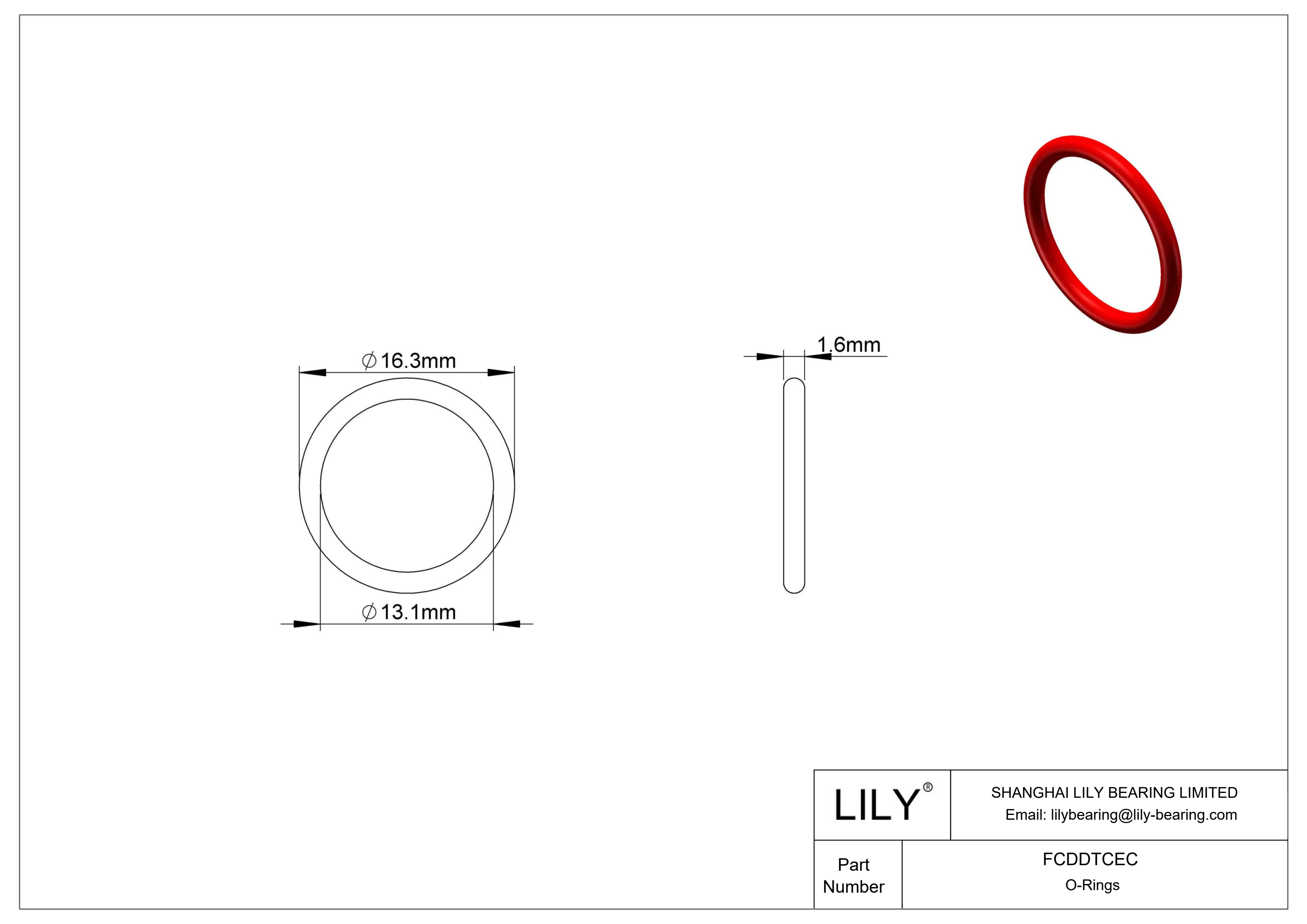 FCDDTCEC High Temperature O-Rings Round cad drawing