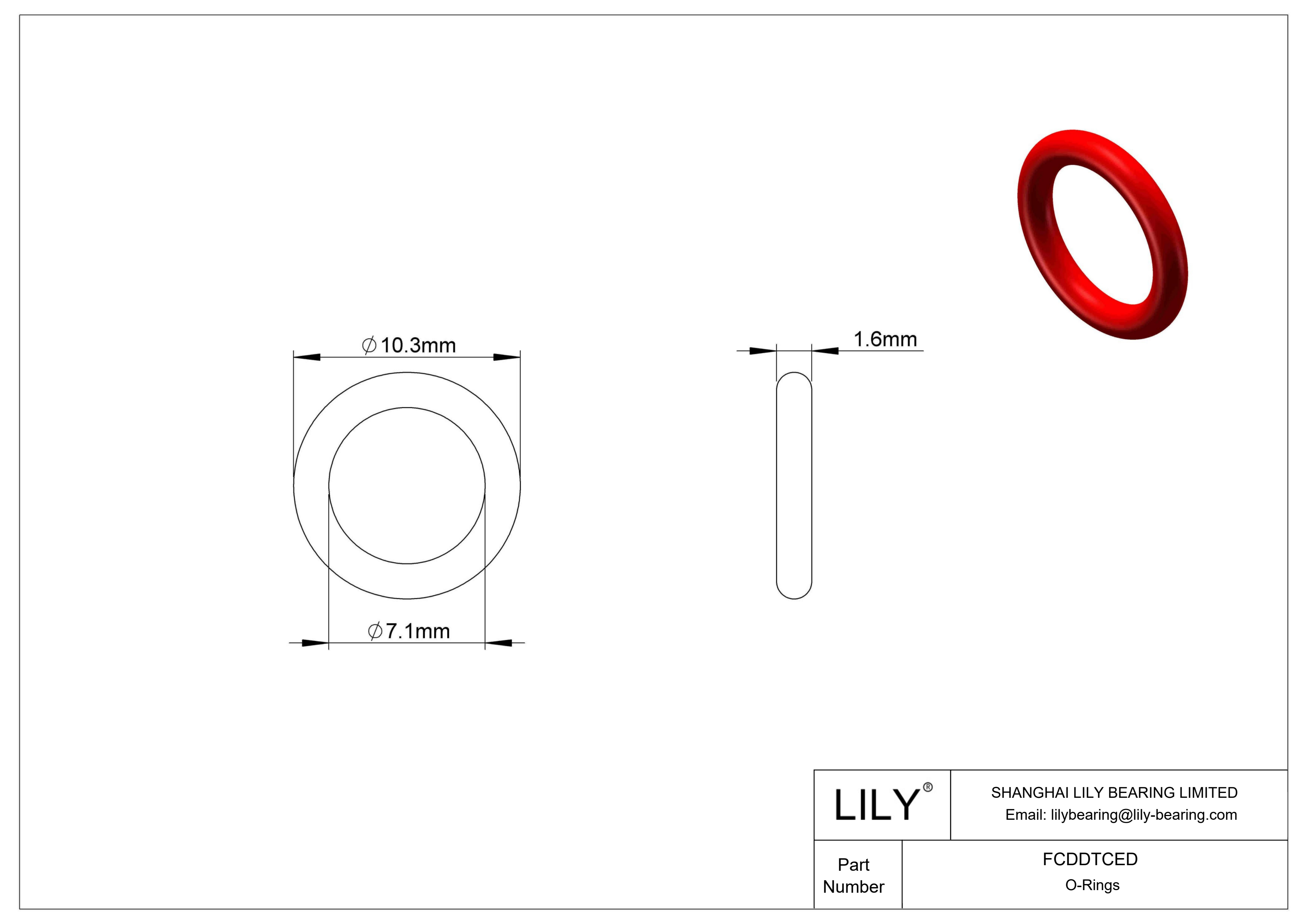 FCDDTCED High Temperature O-Rings Round cad drawing