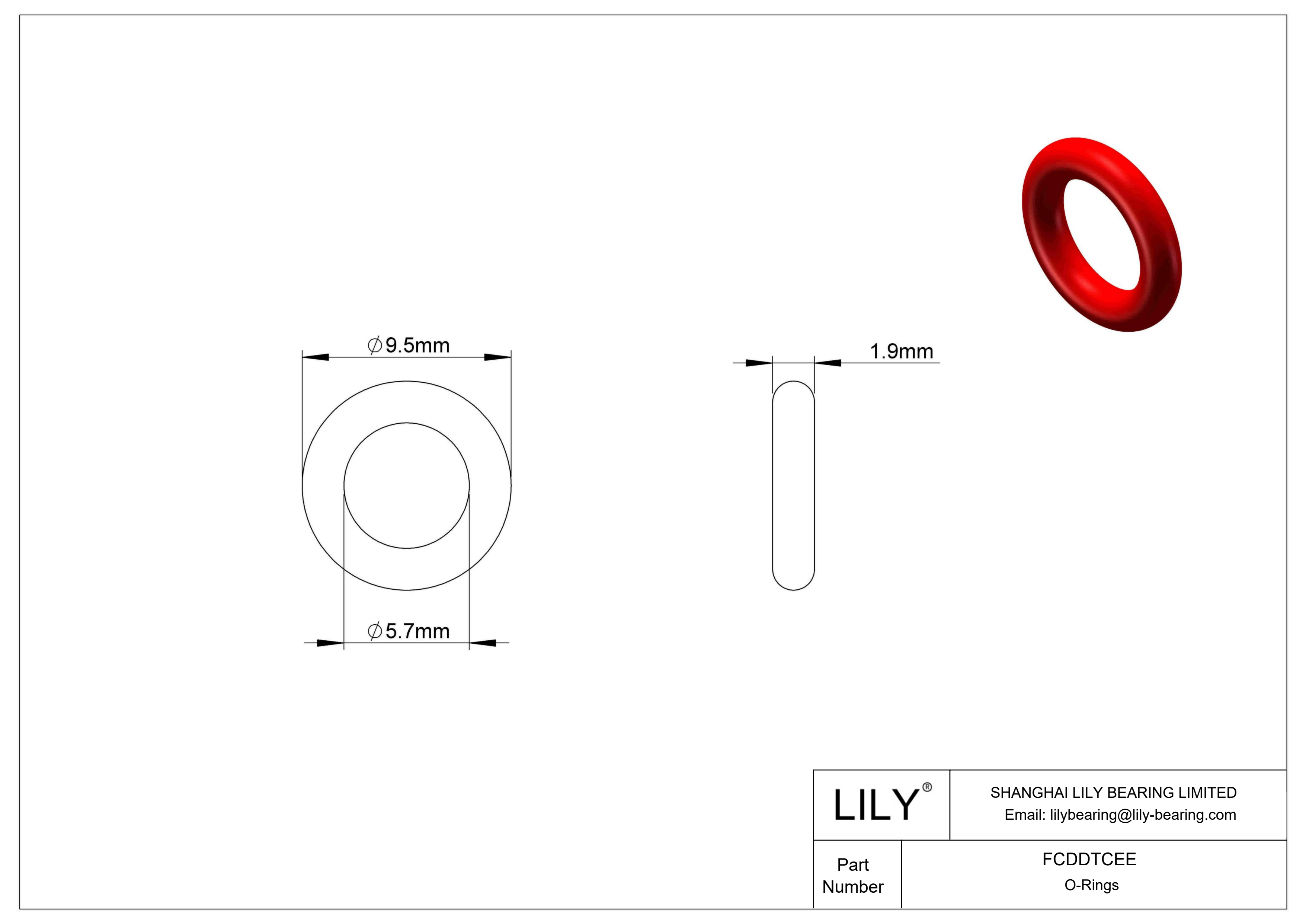 FCDDTCEE High Temperature O-Rings Round cad drawing