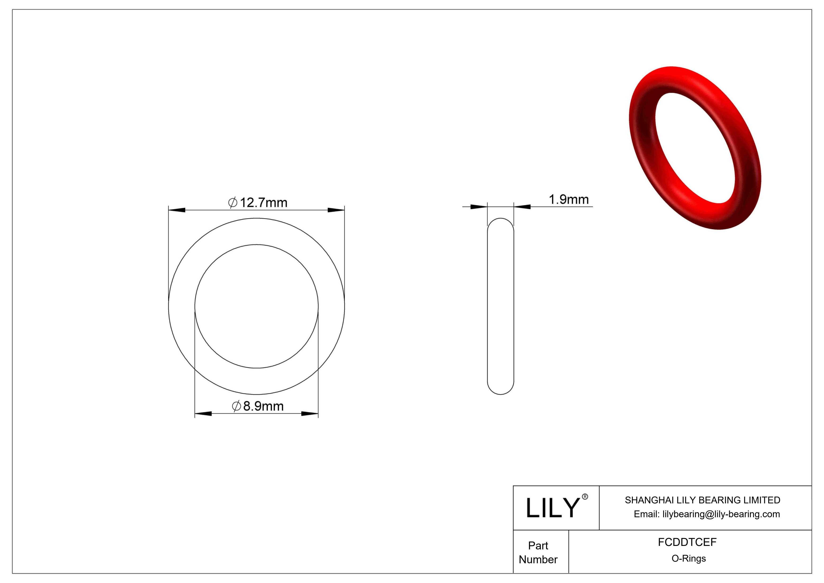 FCDDTCEF High Temperature O-Rings Round cad drawing