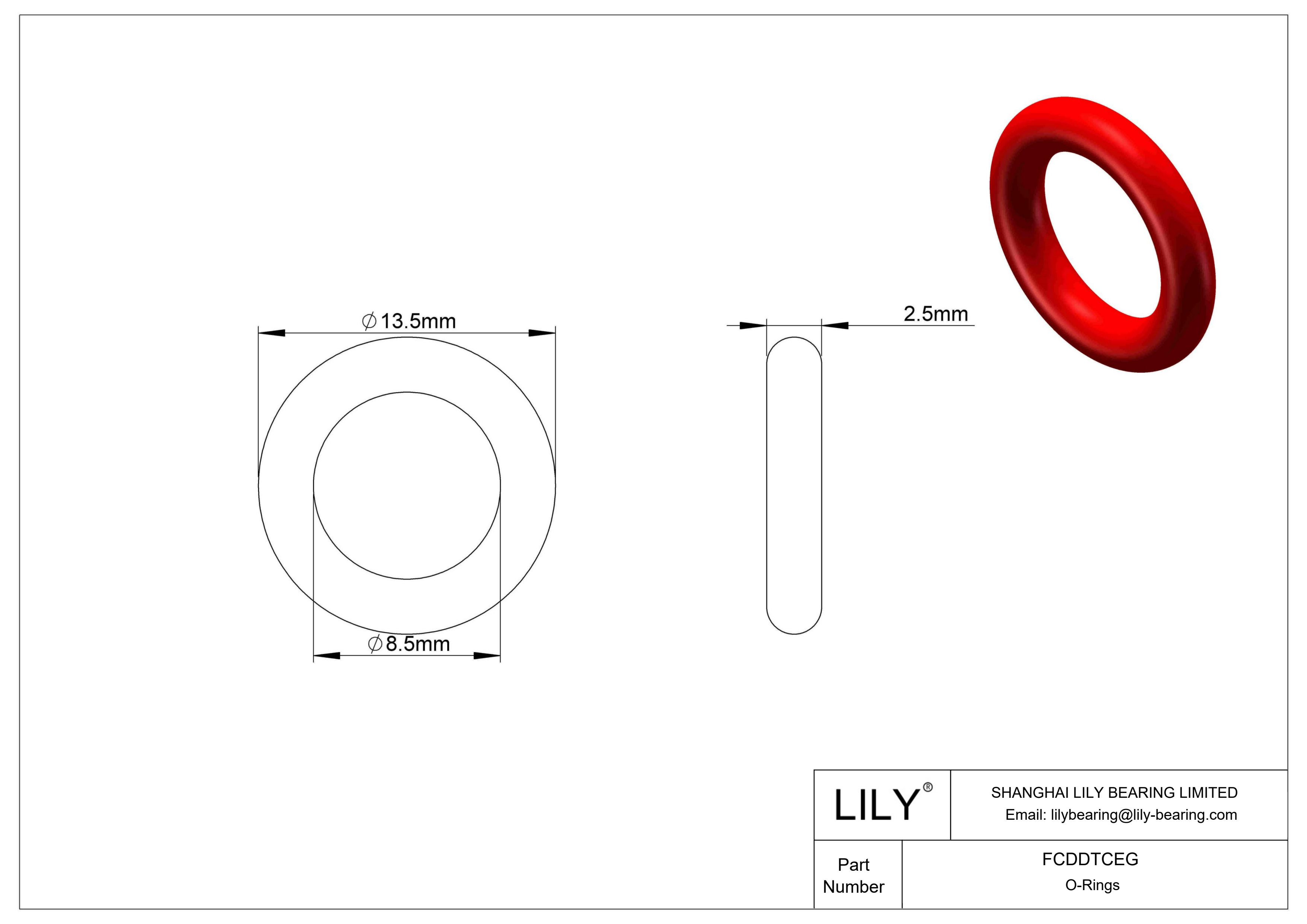 FCDDTCEG High Temperature O-Rings Round cad drawing