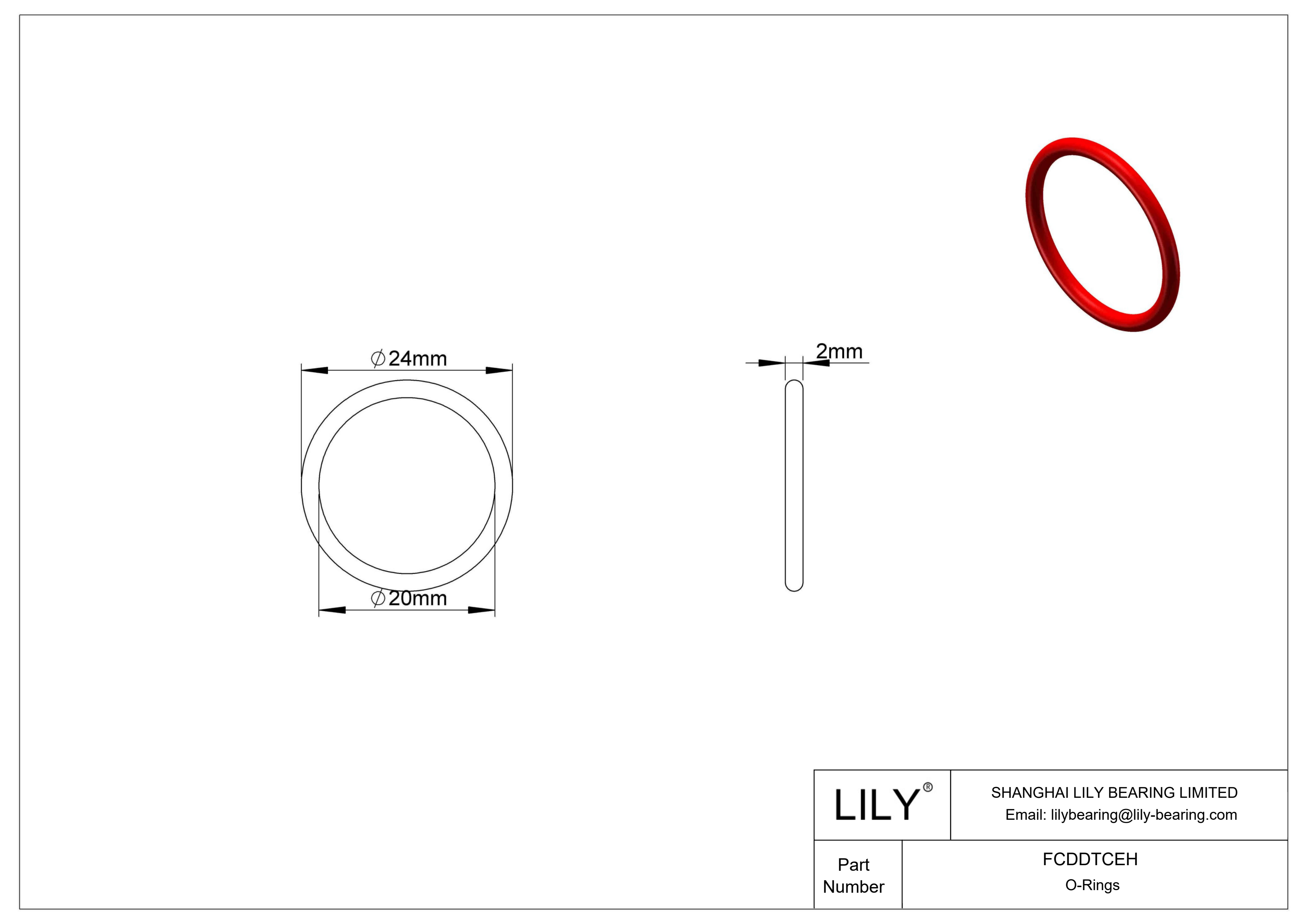 FCDDTCEH High Temperature O-Rings Round cad drawing