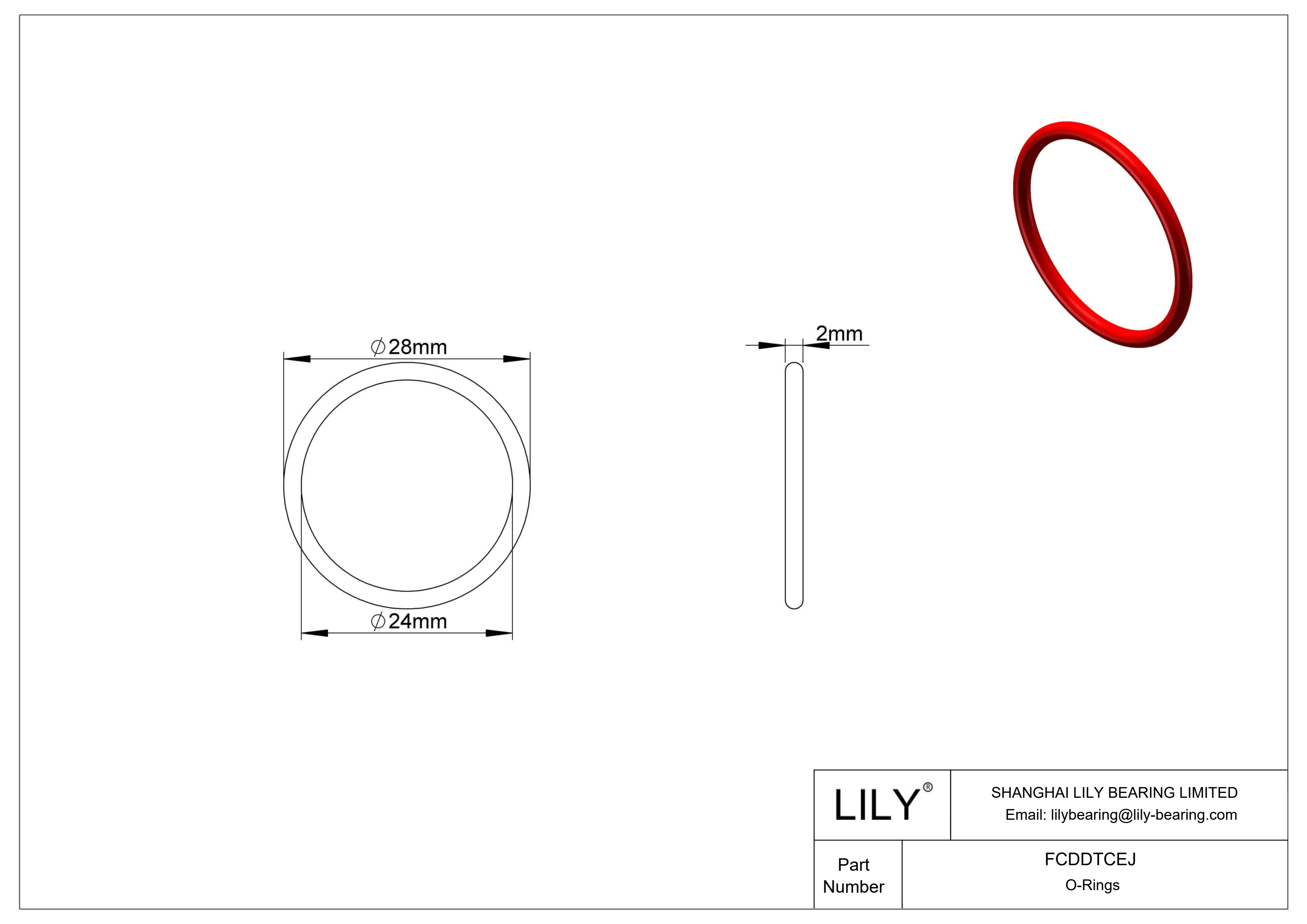 FCDDTCEJ High Temperature O-Rings Round cad drawing