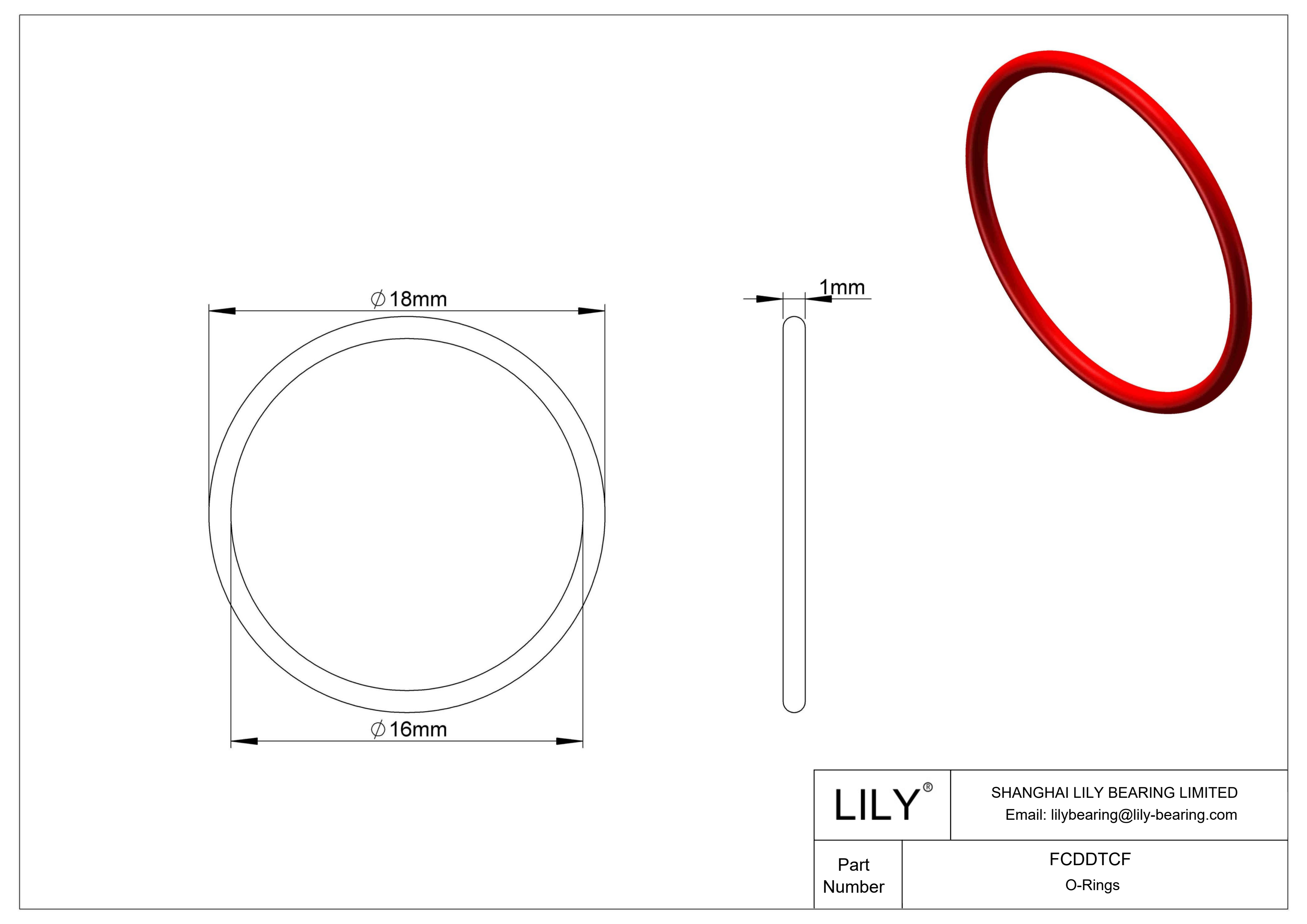 FCDDTCF High Temperature O-Rings Round cad drawing