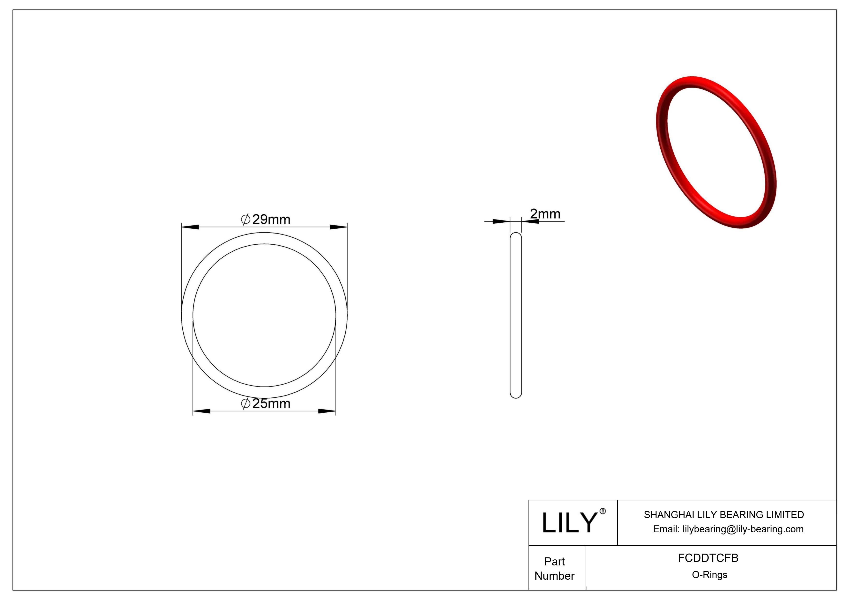 FCDDTCFB High Temperature O-Rings Round cad drawing