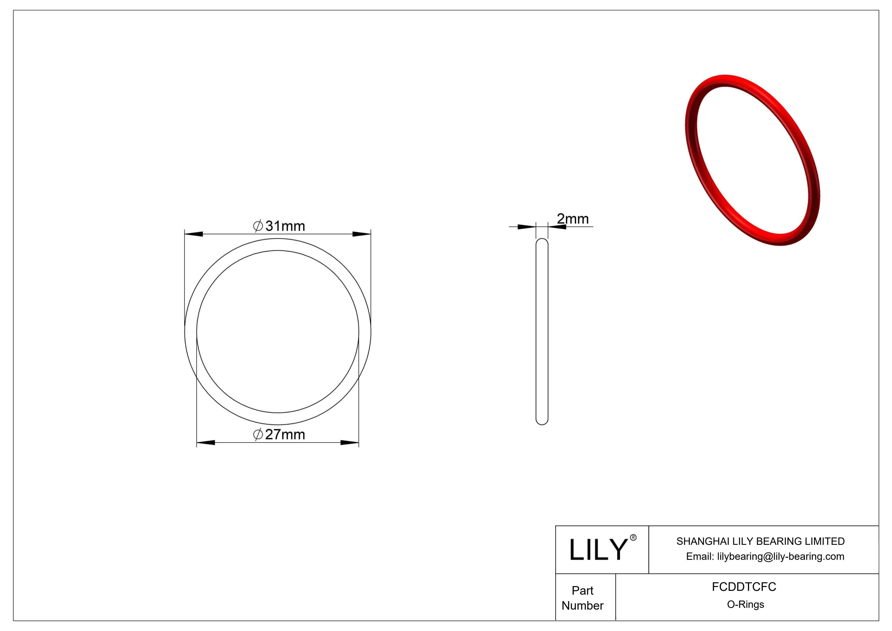 FCDDTCFC High Temperature O-Rings Round cad drawing