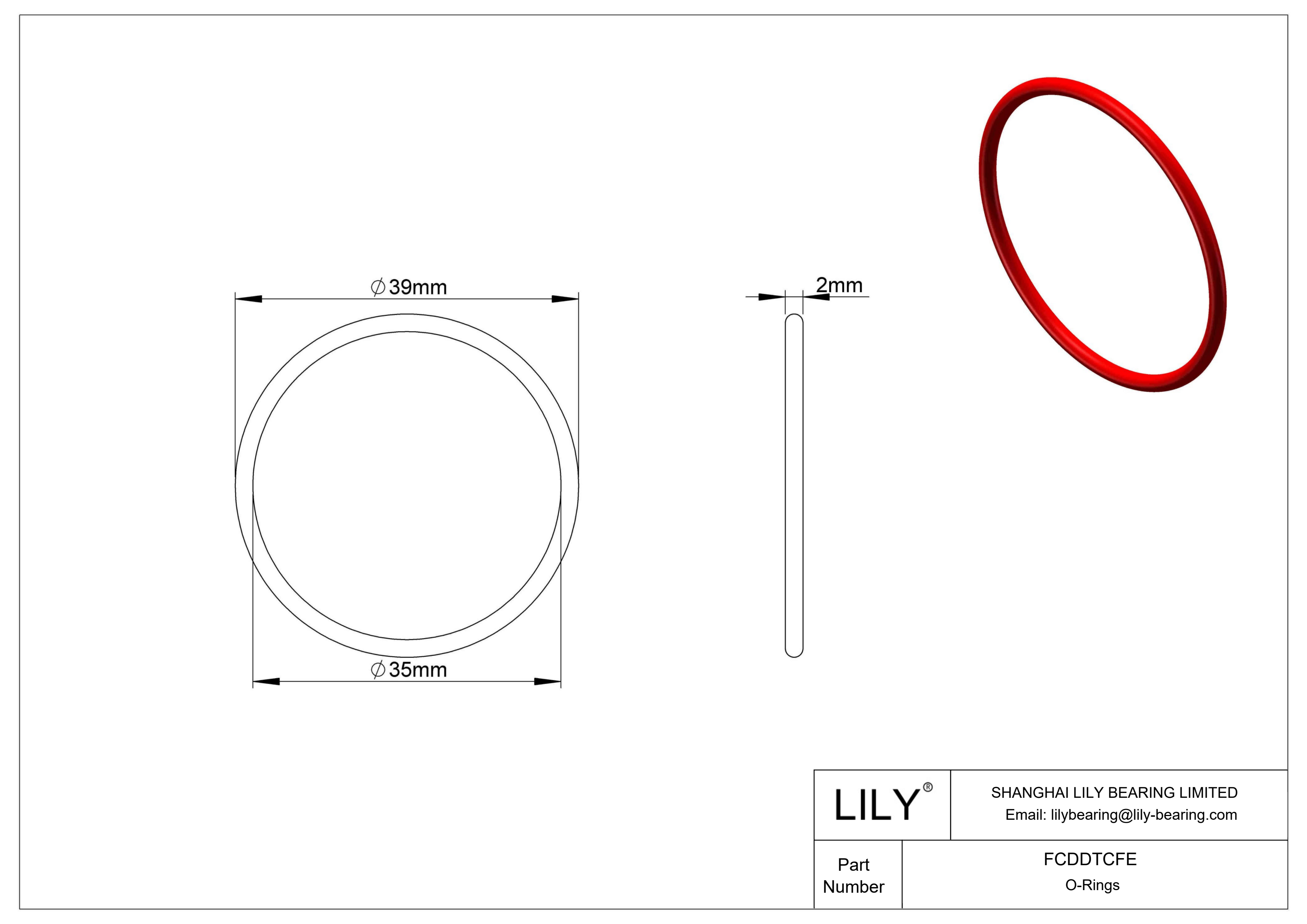 FCDDTCFE High Temperature O-Rings Round cad drawing