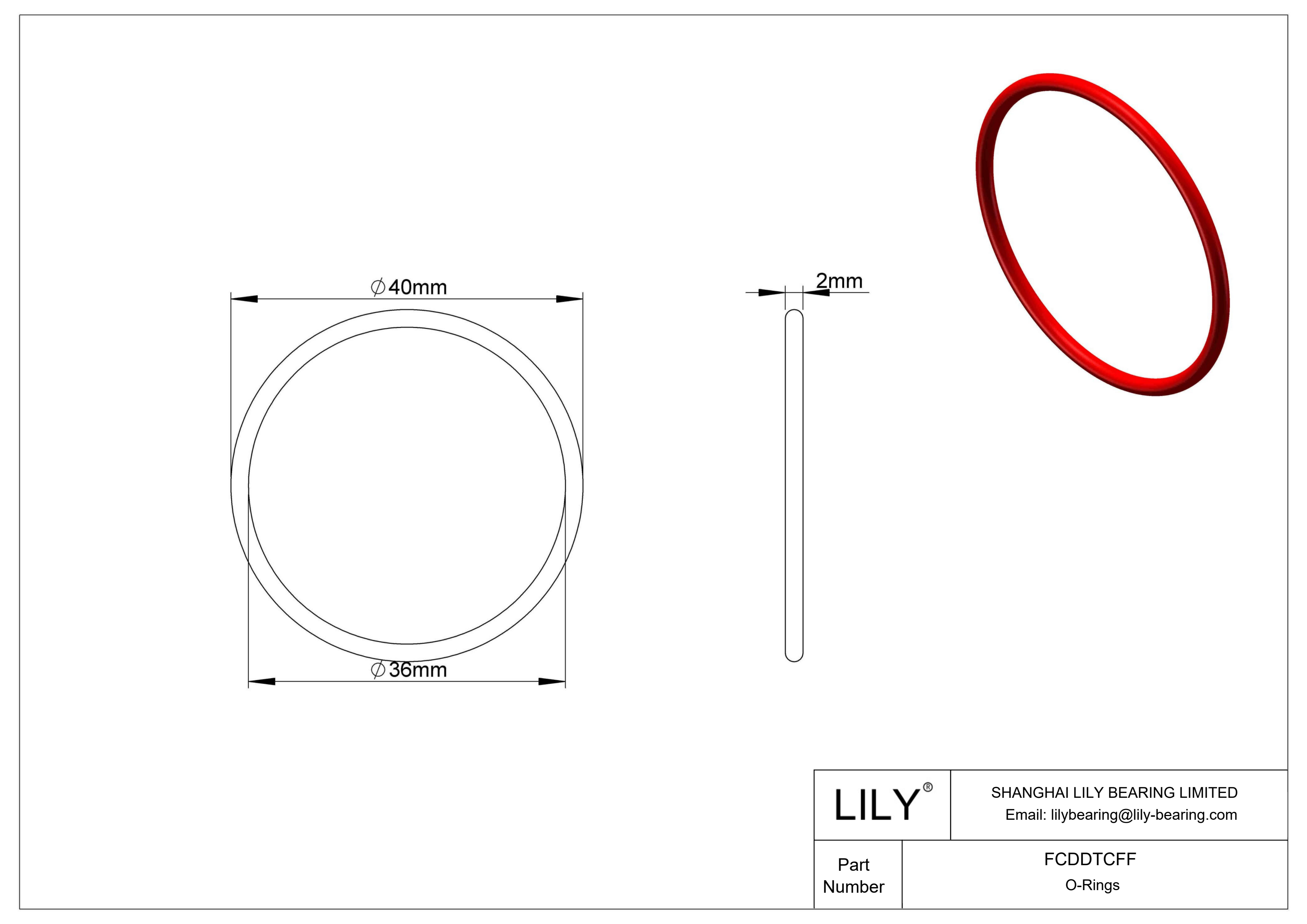 FCDDTCFF High Temperature O-Rings Round cad drawing