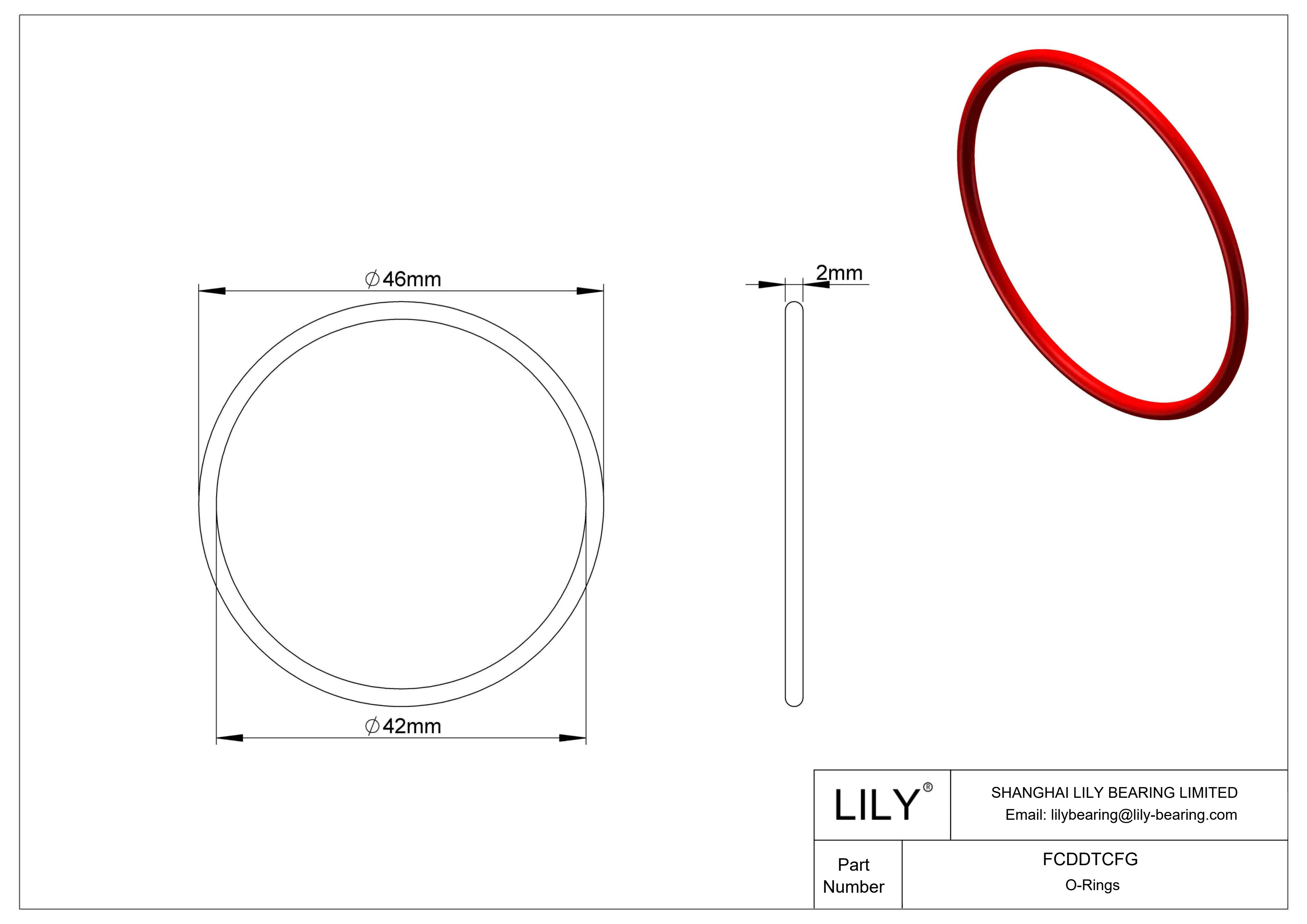 FCDDTCFG High Temperature O-Rings Round cad drawing