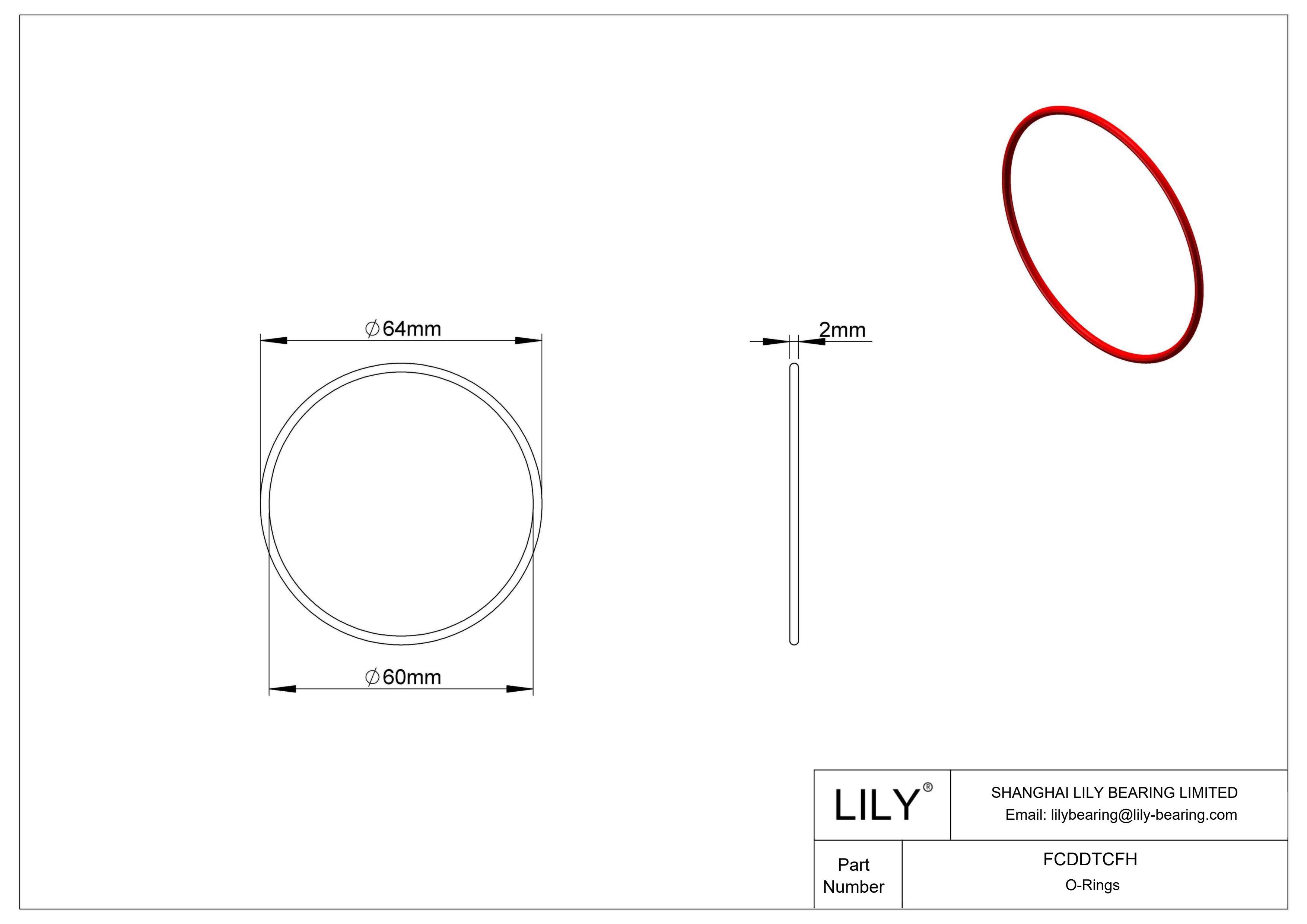 FCDDTCFH High Temperature O-Rings Round cad drawing