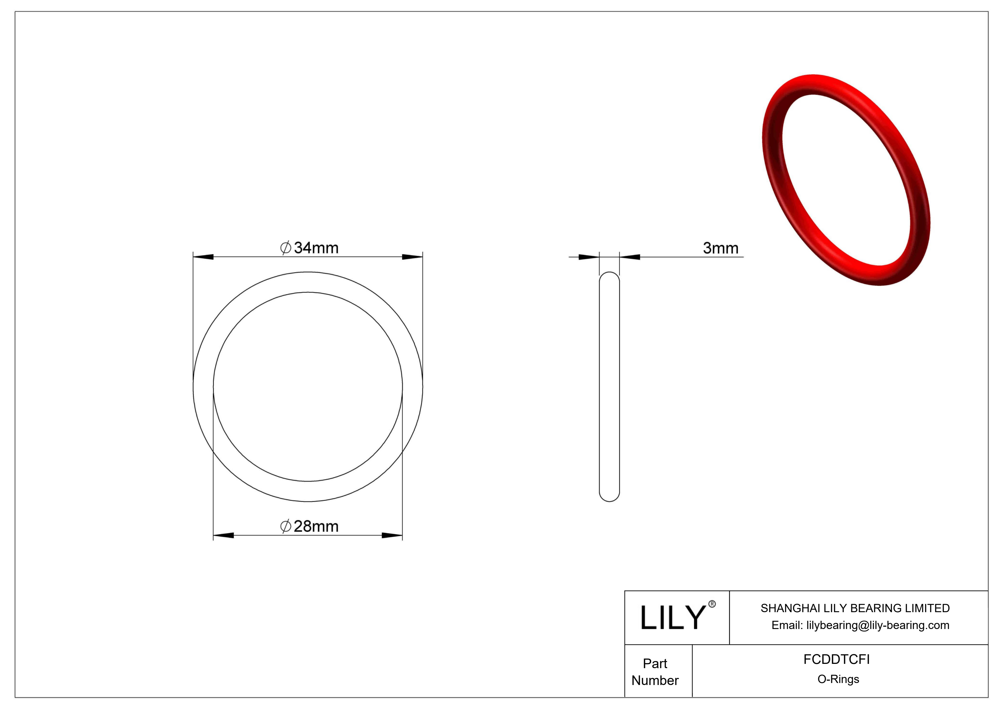 FCDDTCFI High Temperature O-Rings Round cad drawing