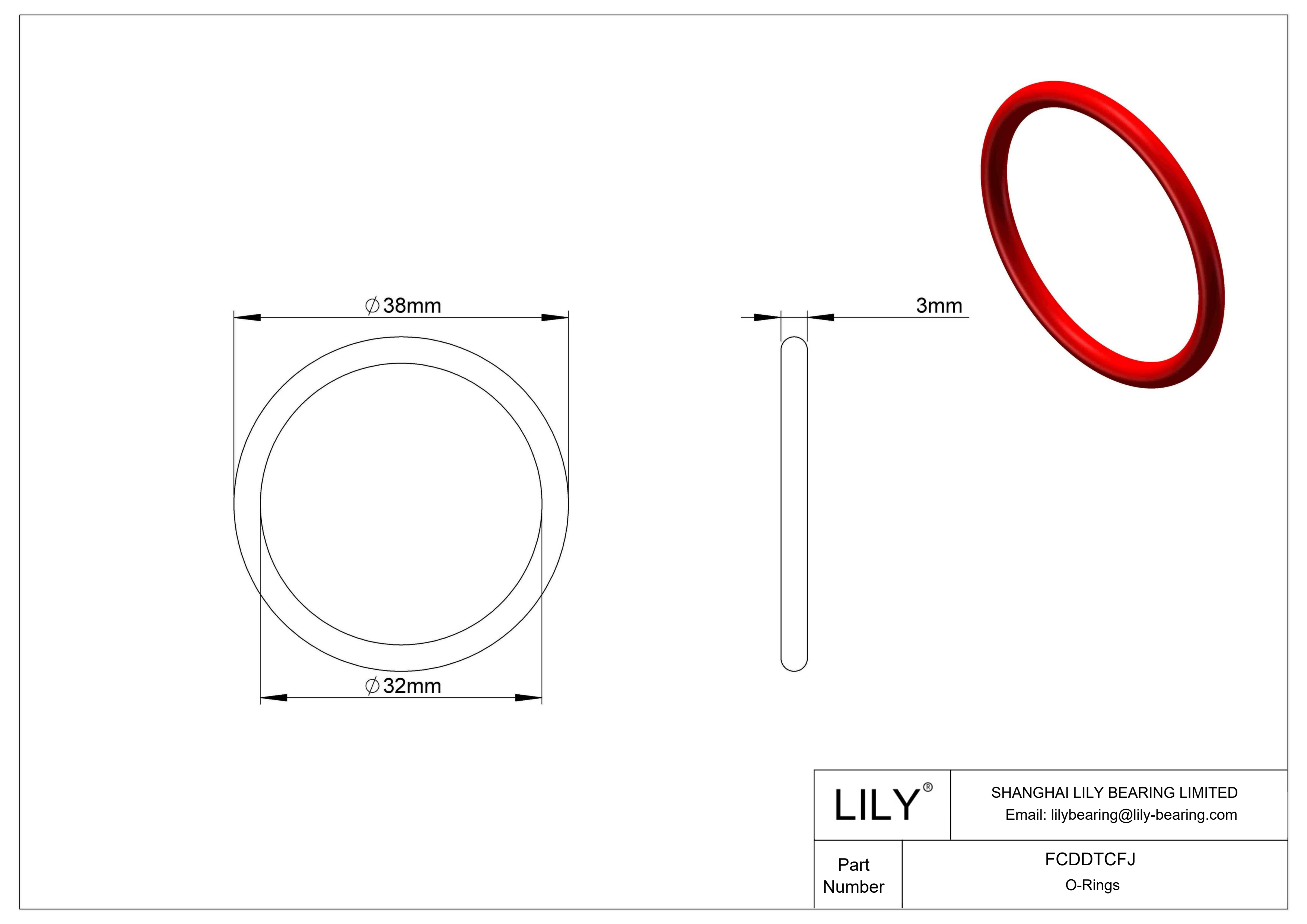 FCDDTCFJ High Temperature O-Rings Round cad drawing