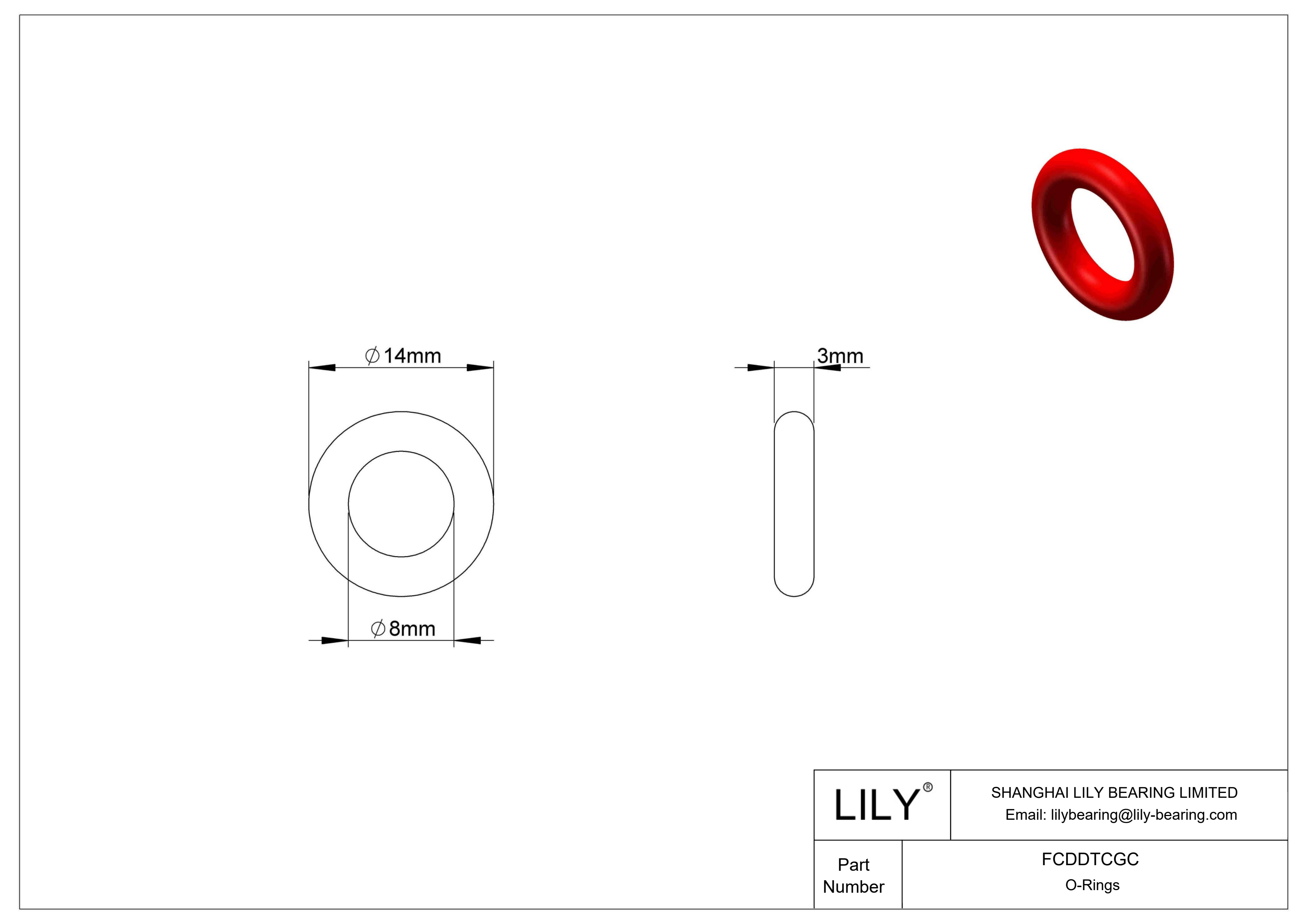 FCDDTCGC High Temperature O-Rings Round cad drawing