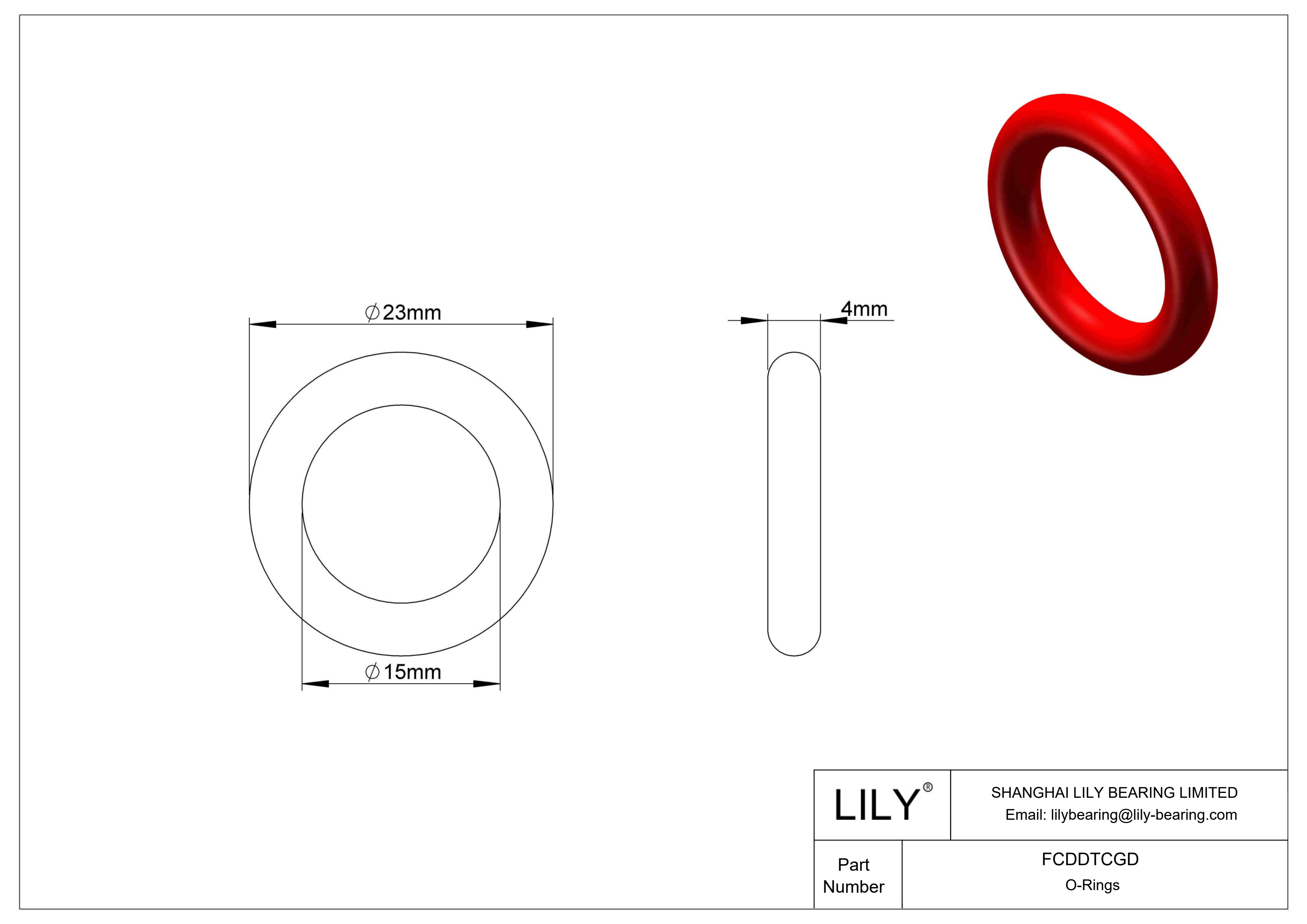 FCDDTCGD High Temperature O-Rings Round cad drawing