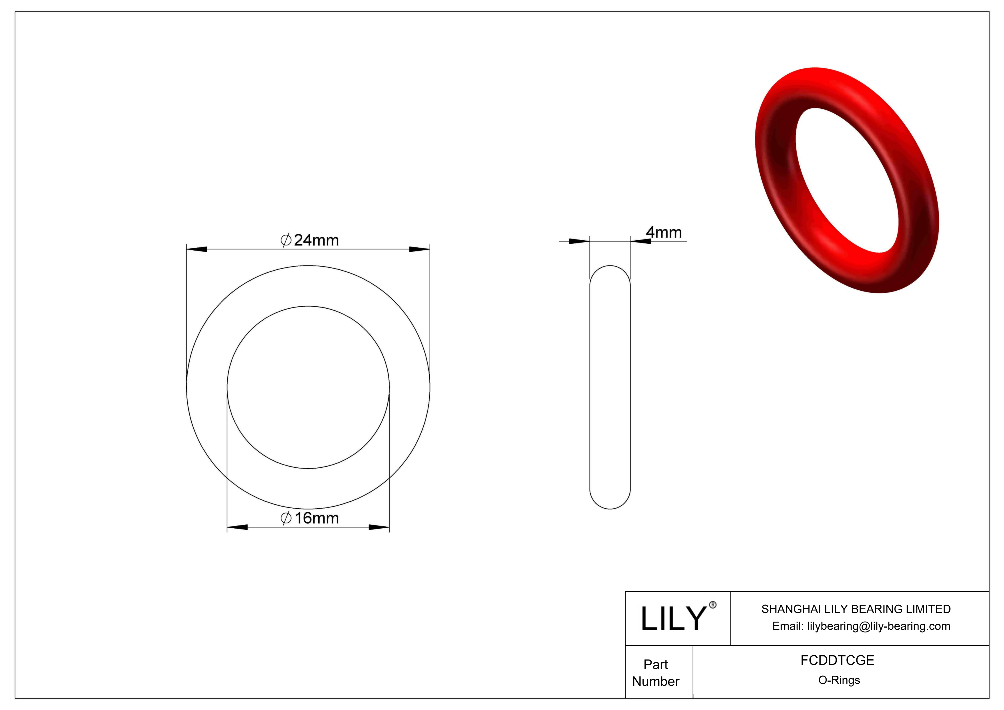 FCDDTCGE Juntas tóricas de alta temperatura redondas cad drawing