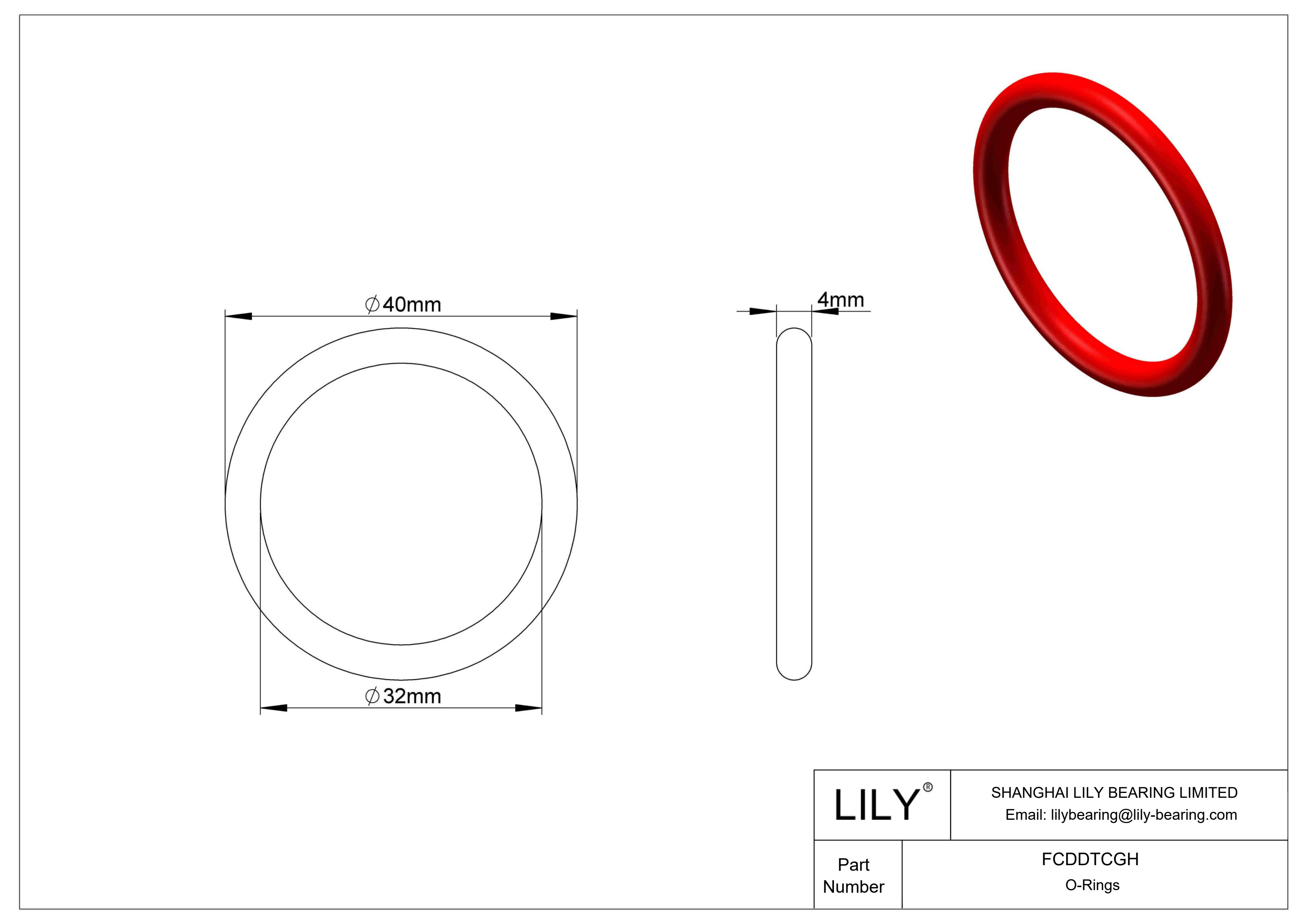 FCDDTCGH Juntas tóricas de alta temperatura redondas cad drawing