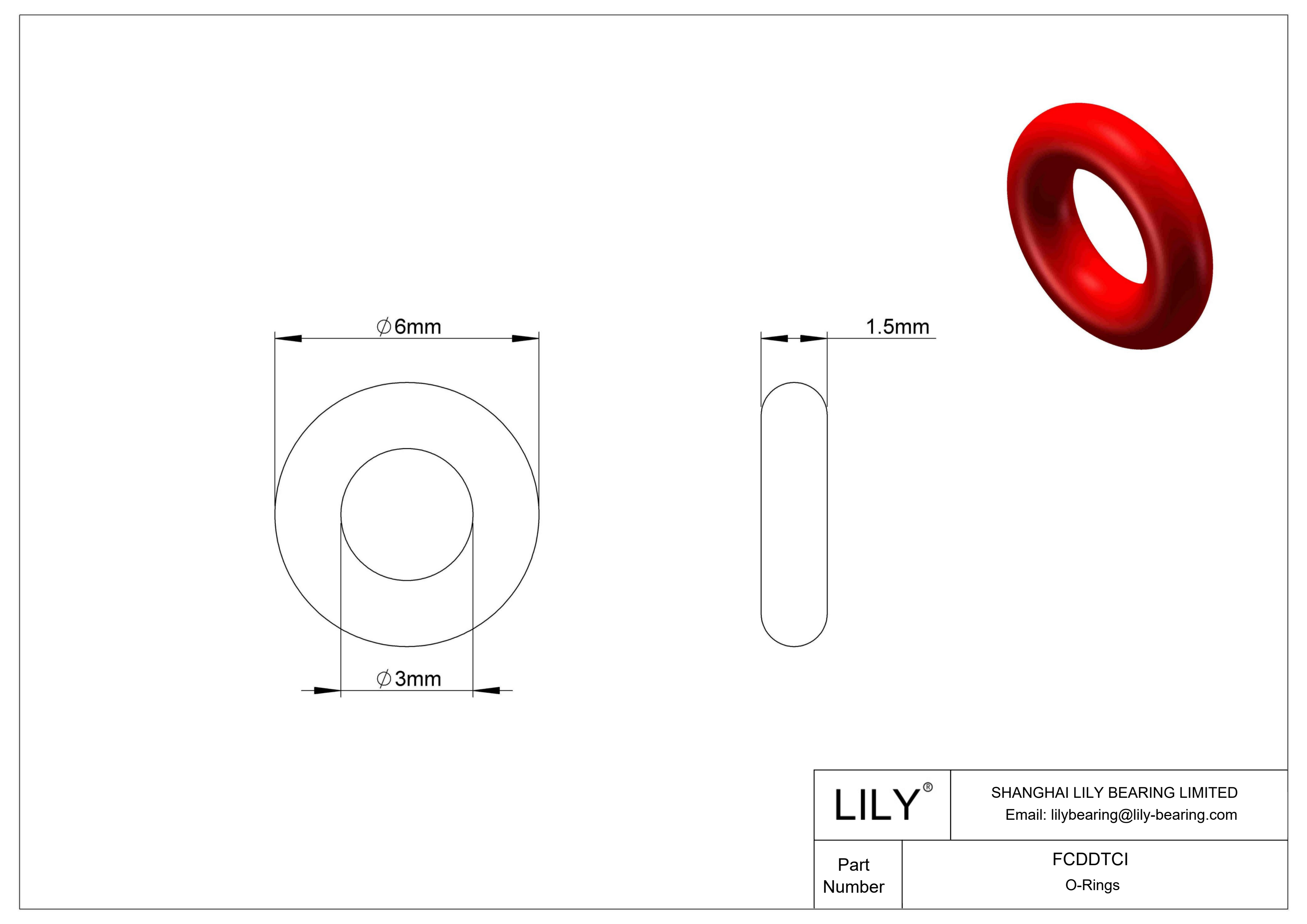 FCDDTCI High Temperature O-Rings Round cad drawing