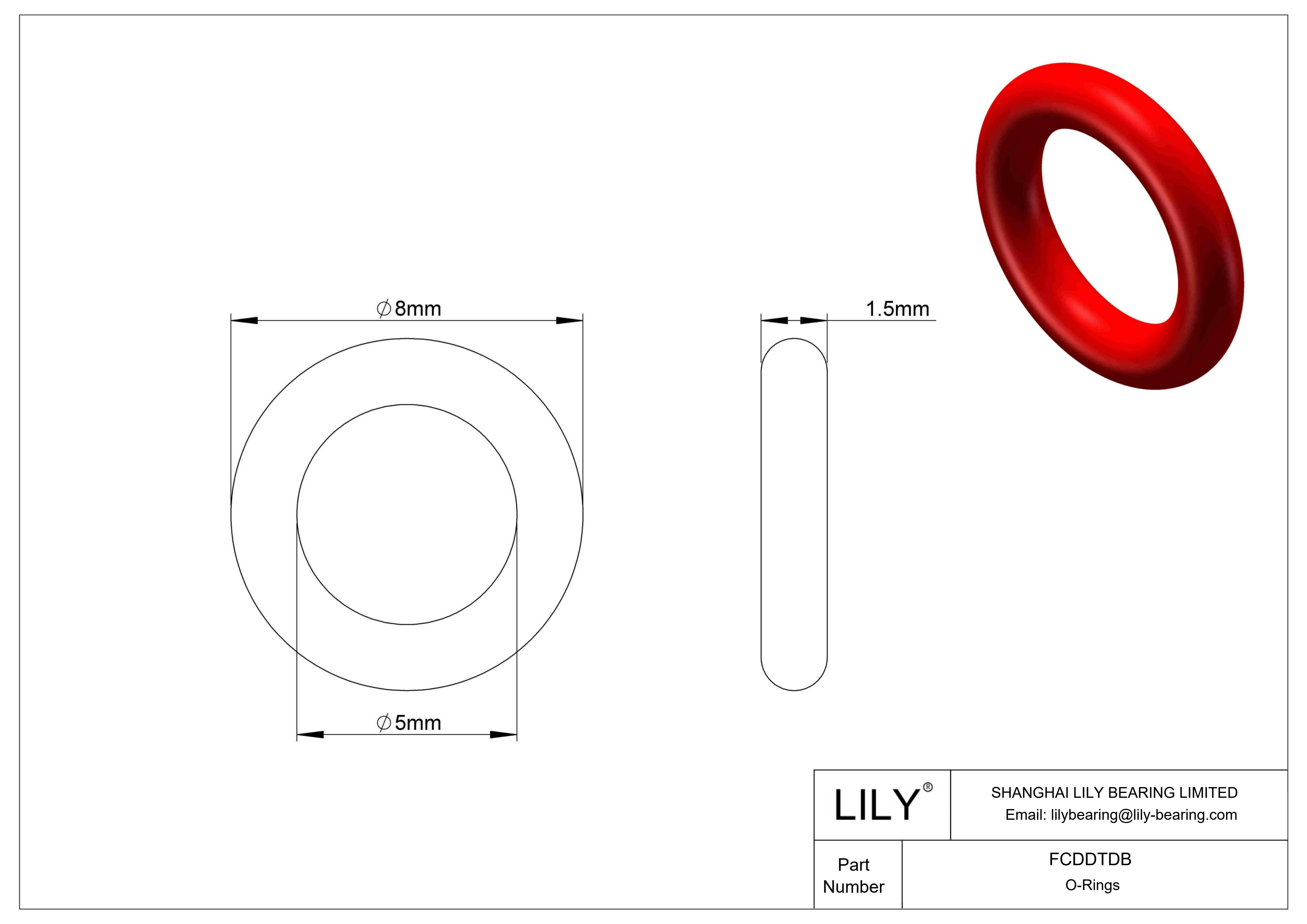 FCDDTDB High Temperature O-Rings Round cad drawing