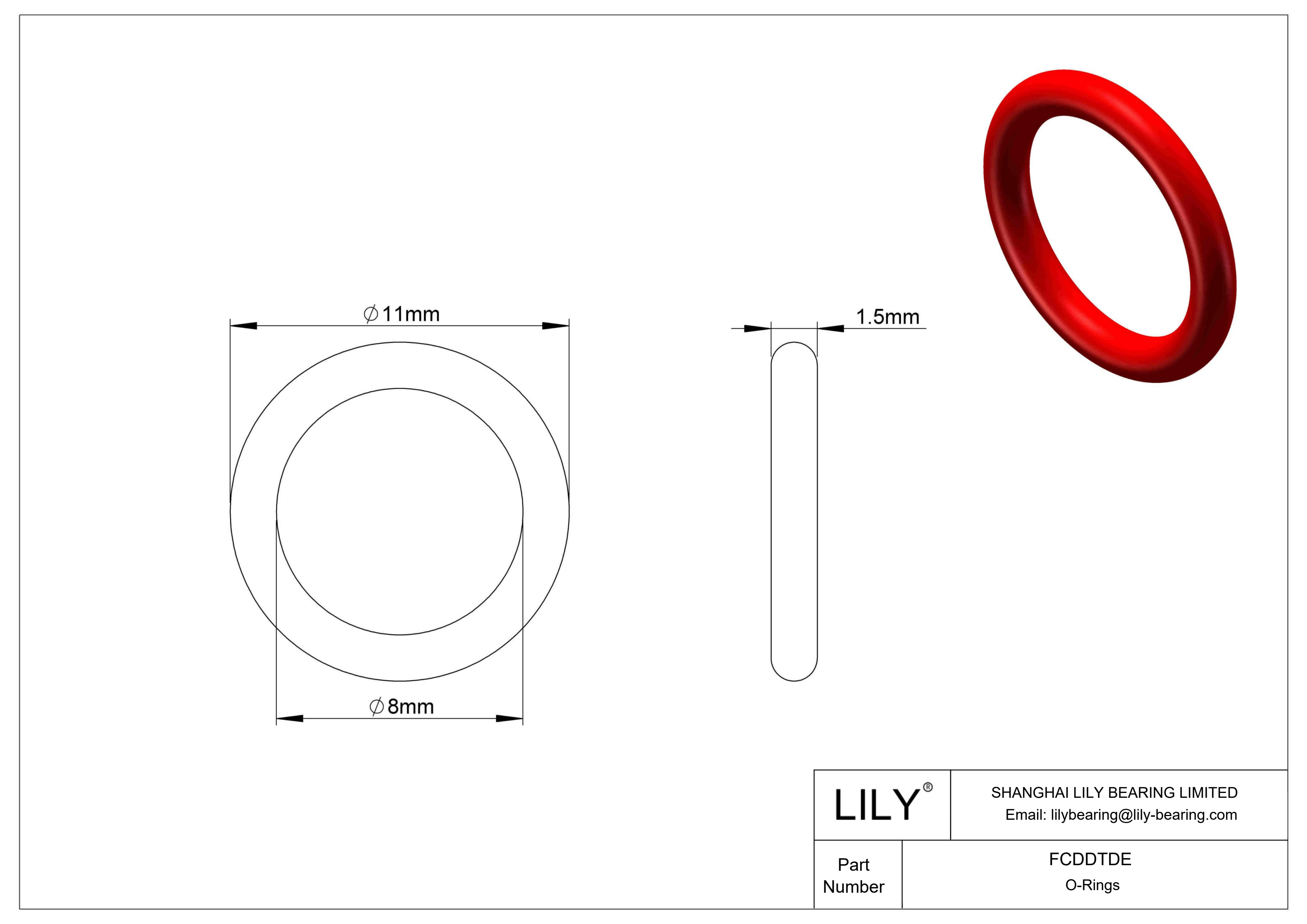 FCDDTDE High Temperature O-Rings Round cad drawing