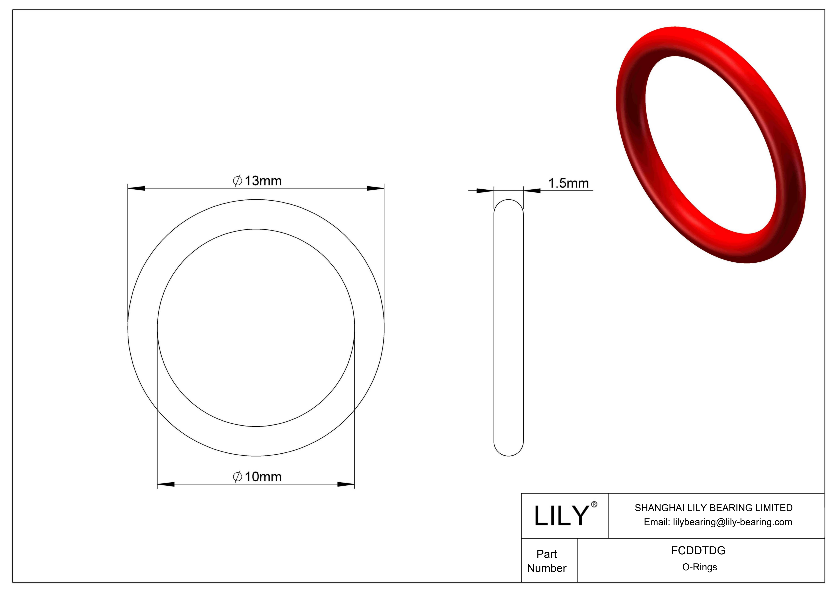 FCDDTDG High Temperature O-Rings Round cad drawing