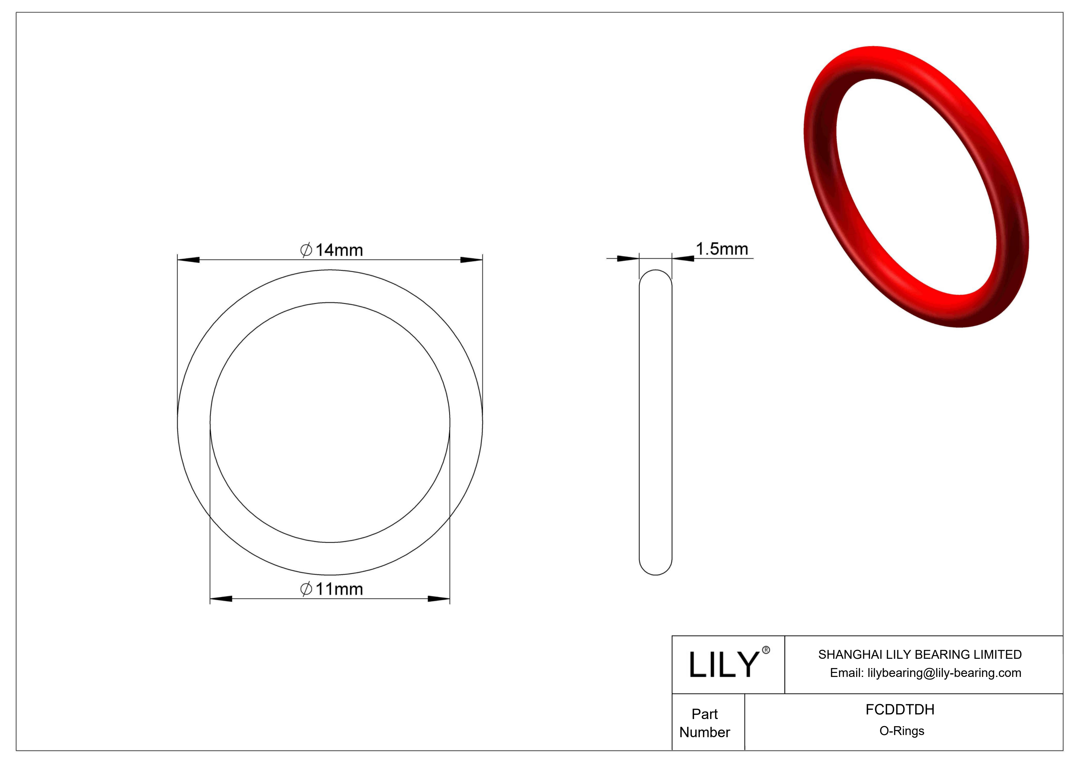 FCDDTDH High Temperature O-Rings Round cad drawing