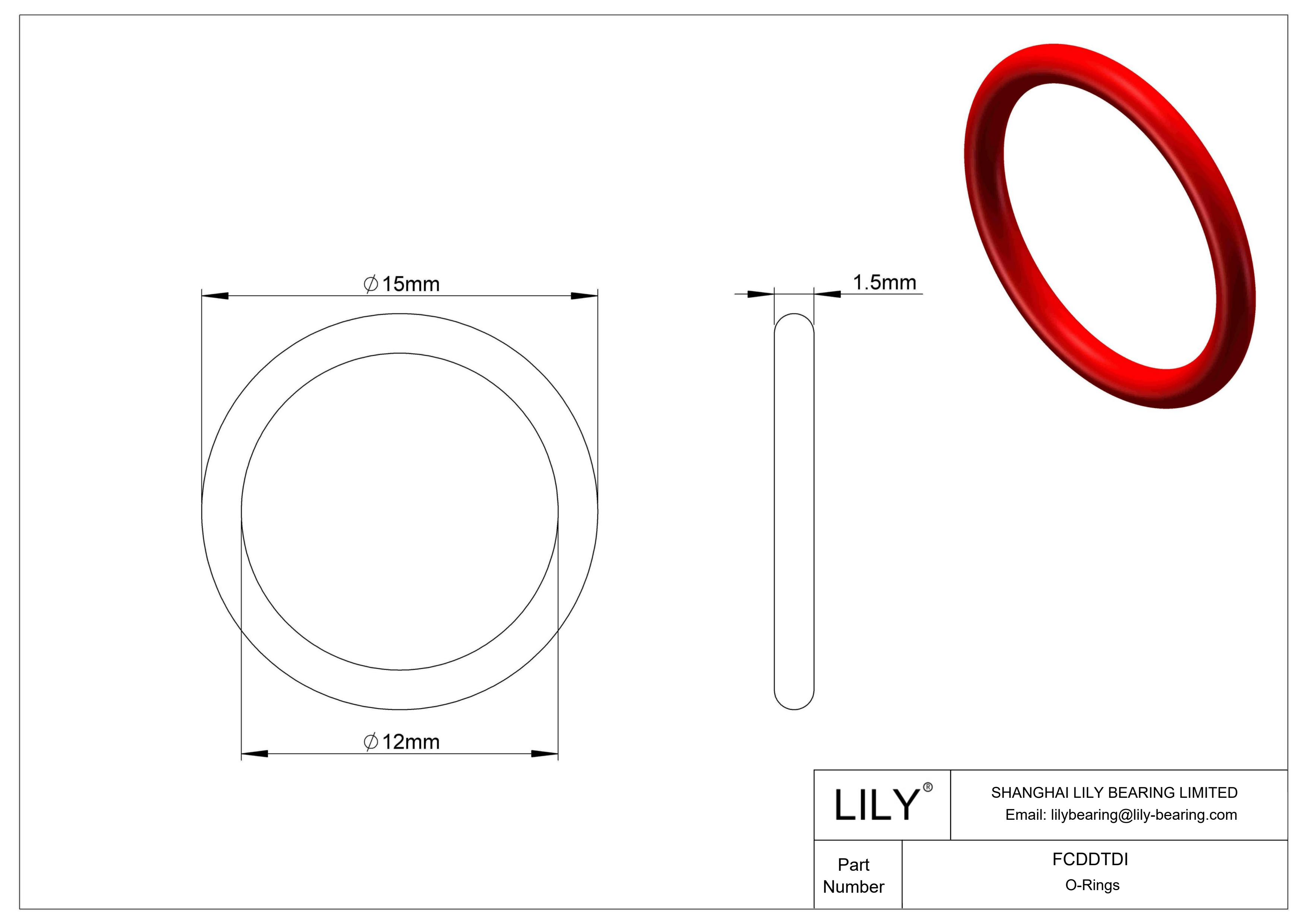 FCDDTDI High Temperature O-Rings Round cad drawing