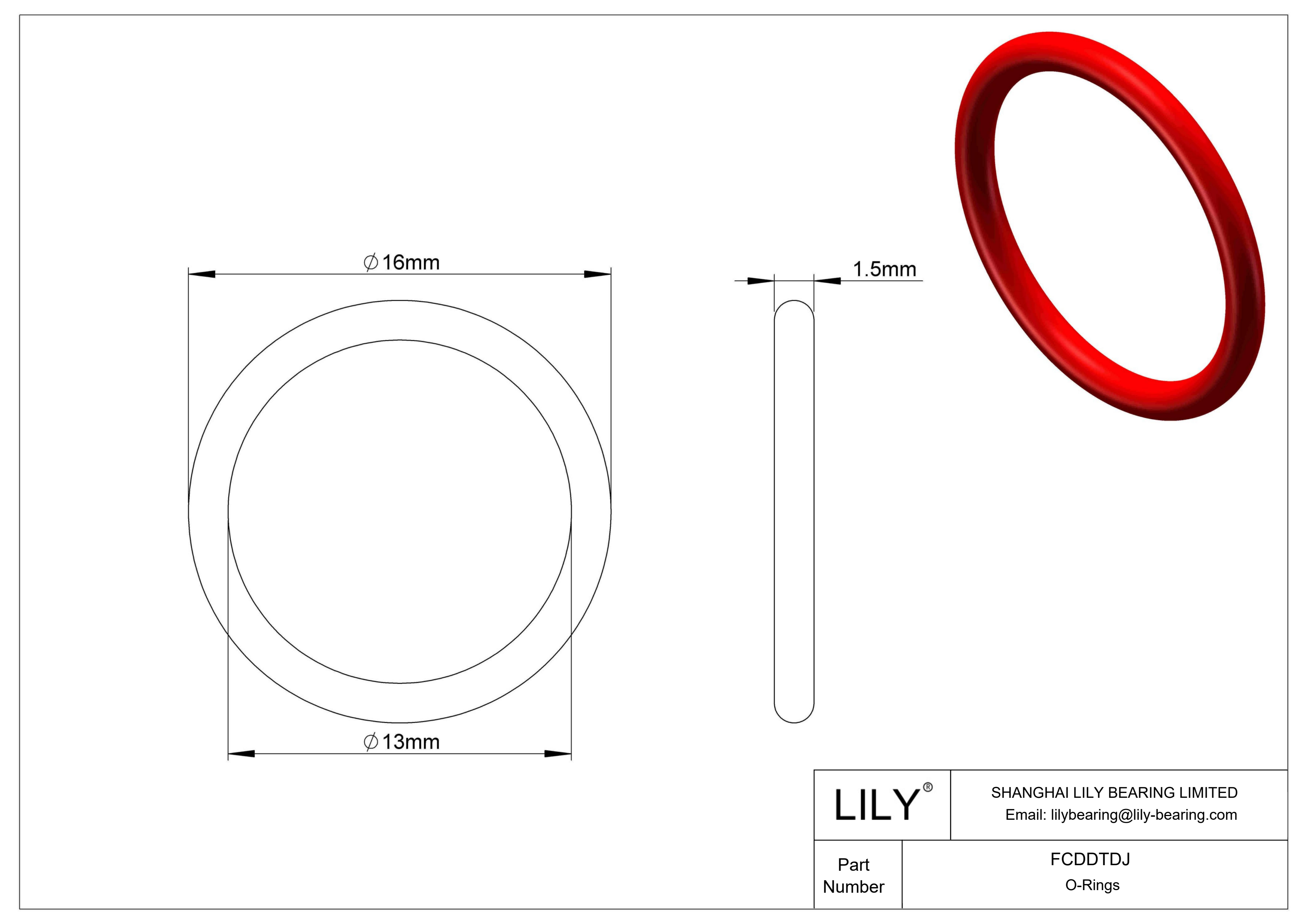 FCDDTDJ High Temperature O-Rings Round cad drawing