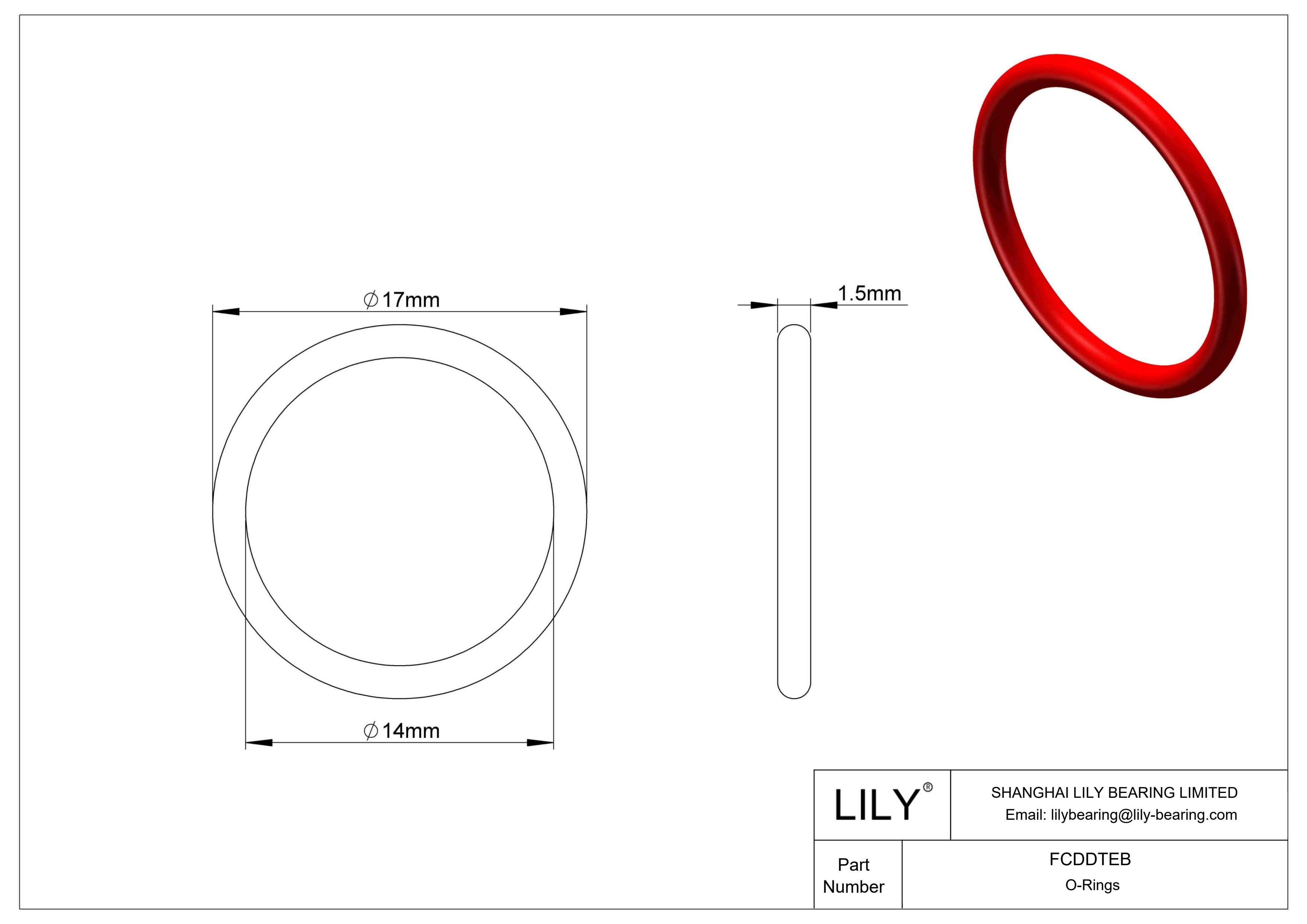 FCDDTEB High Temperature O-Rings Round cad drawing