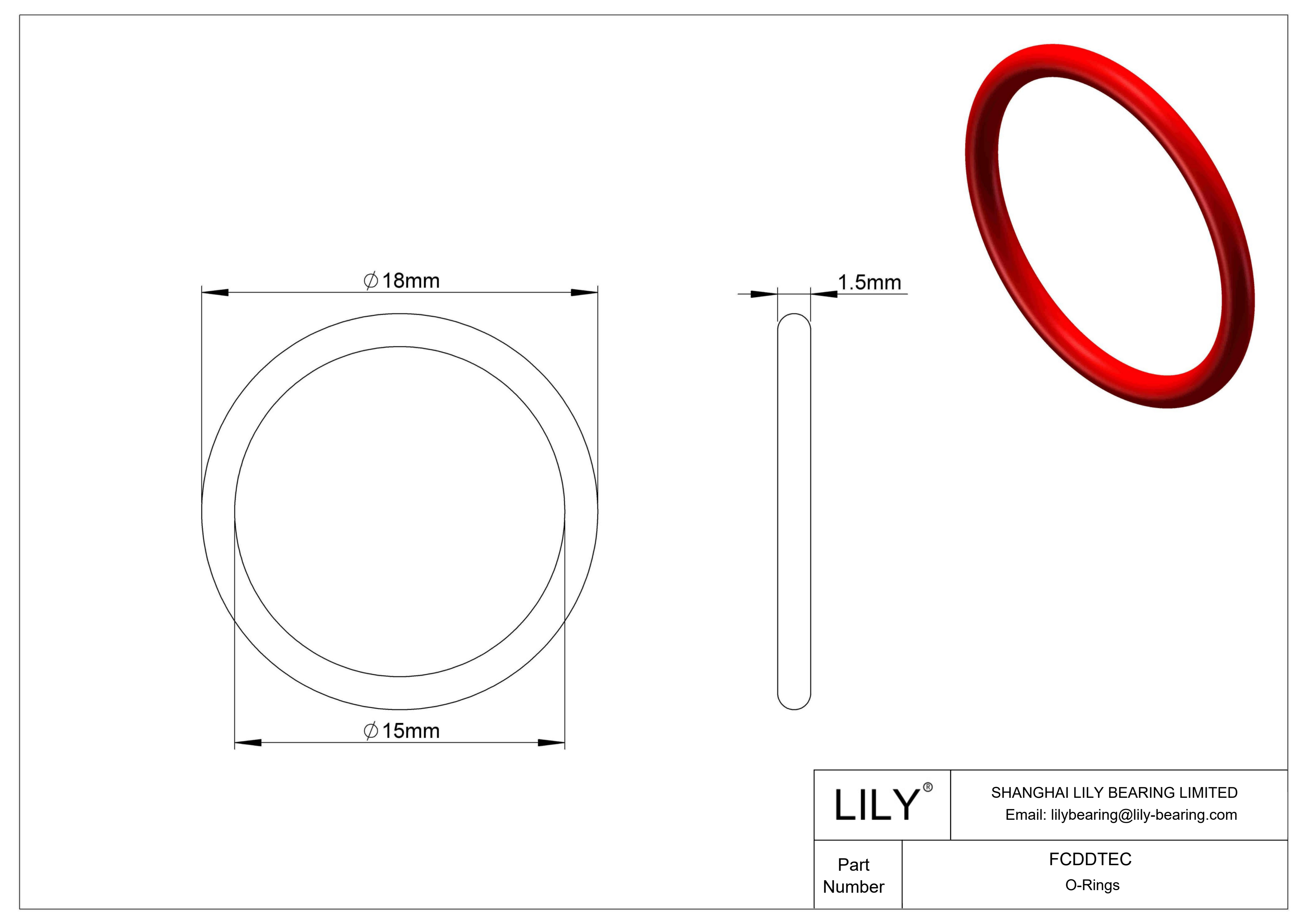 FCDDTEC High Temperature O-Rings Round cad drawing